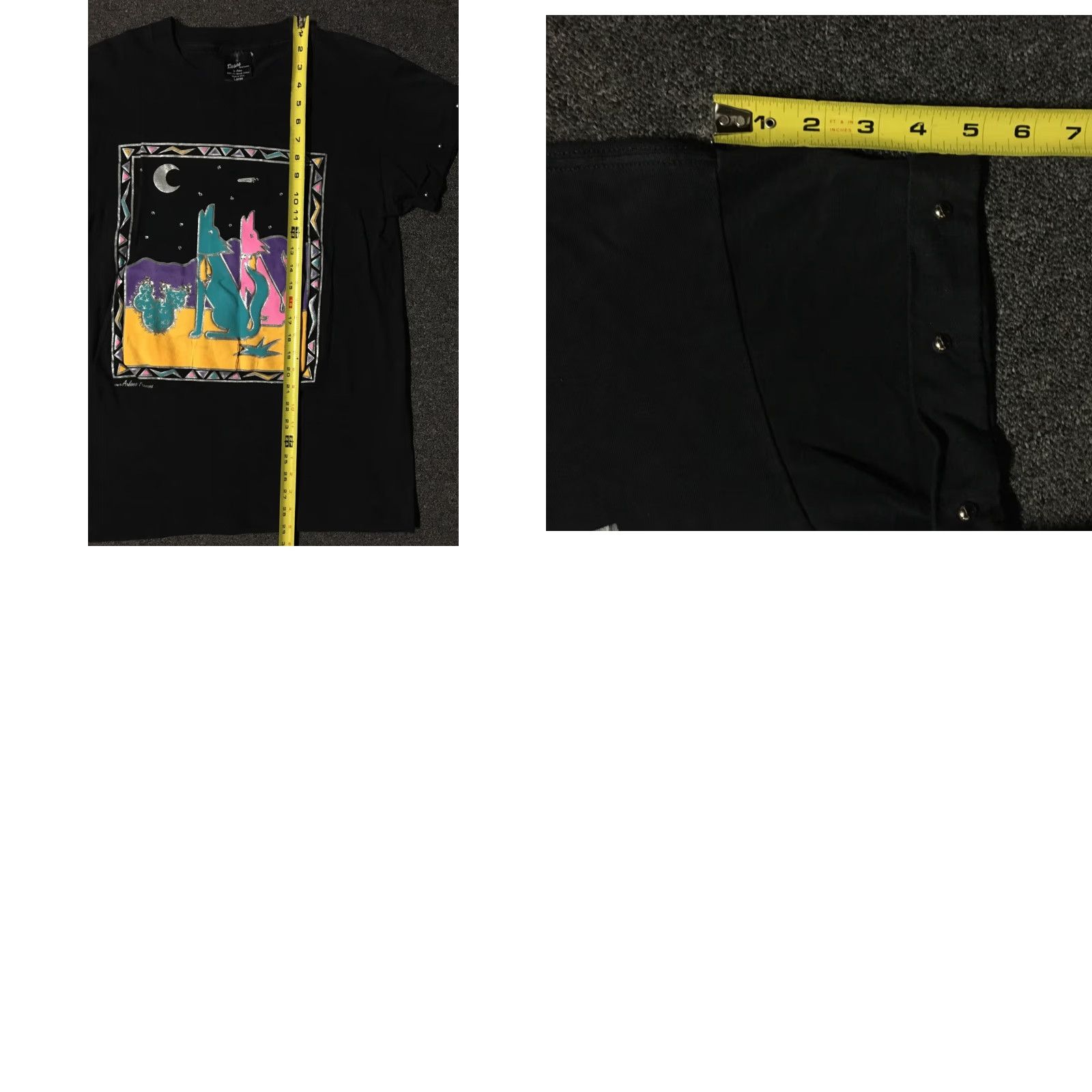 Vintage VINTAGE Coyote Western Shirt L Black Short Sleeve USA Desert Art Vaporwave 80s 90s Mens T-Shirt Size US L / EU 52-54 / 3 - 8 Thumbnail