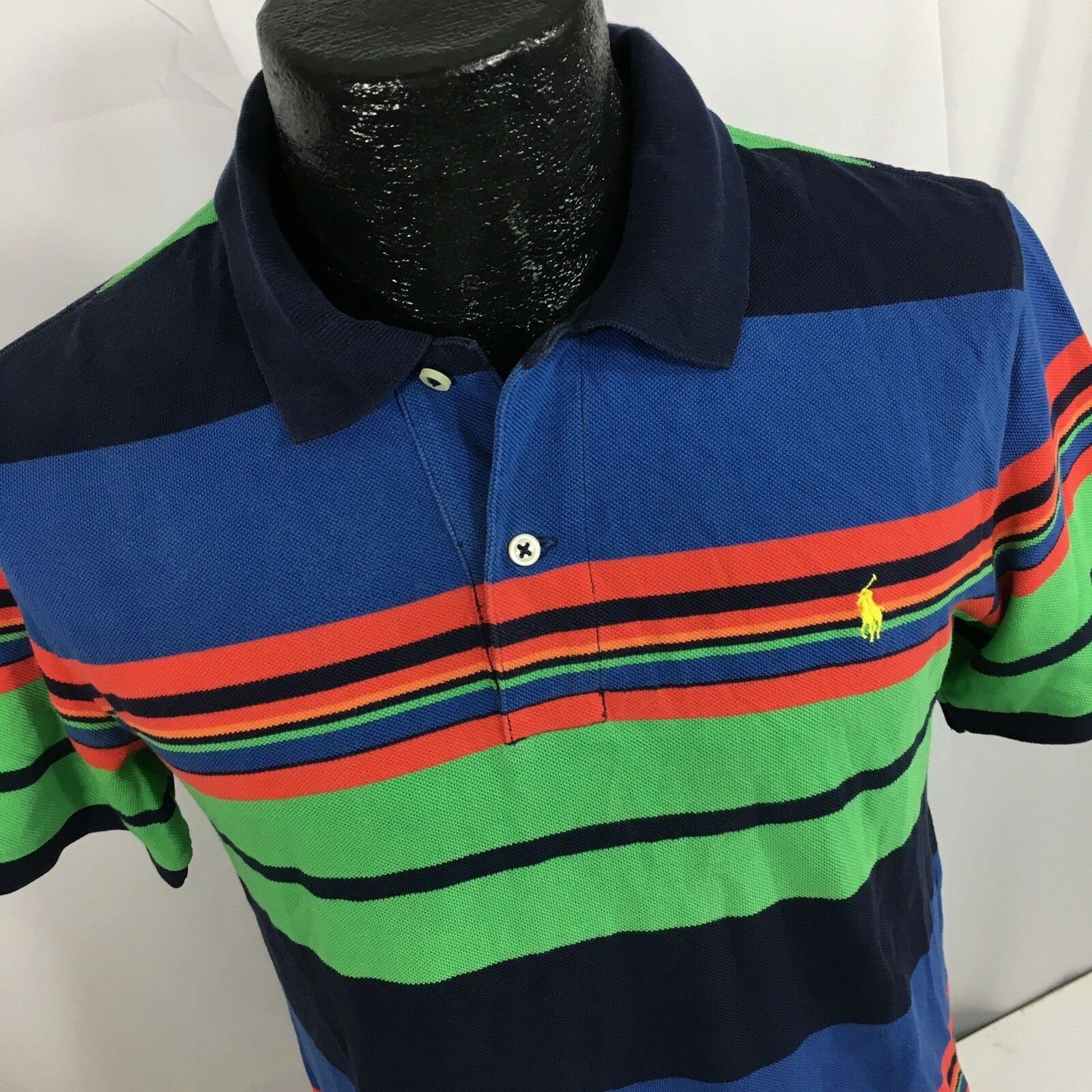 Polo Ralph Lauren 90's Multi-Color Bold BRIGHT Stripe POLO Logo PREPPY Shirt S Size US S / EU 44-46 / 1 - 1 Thumbnail