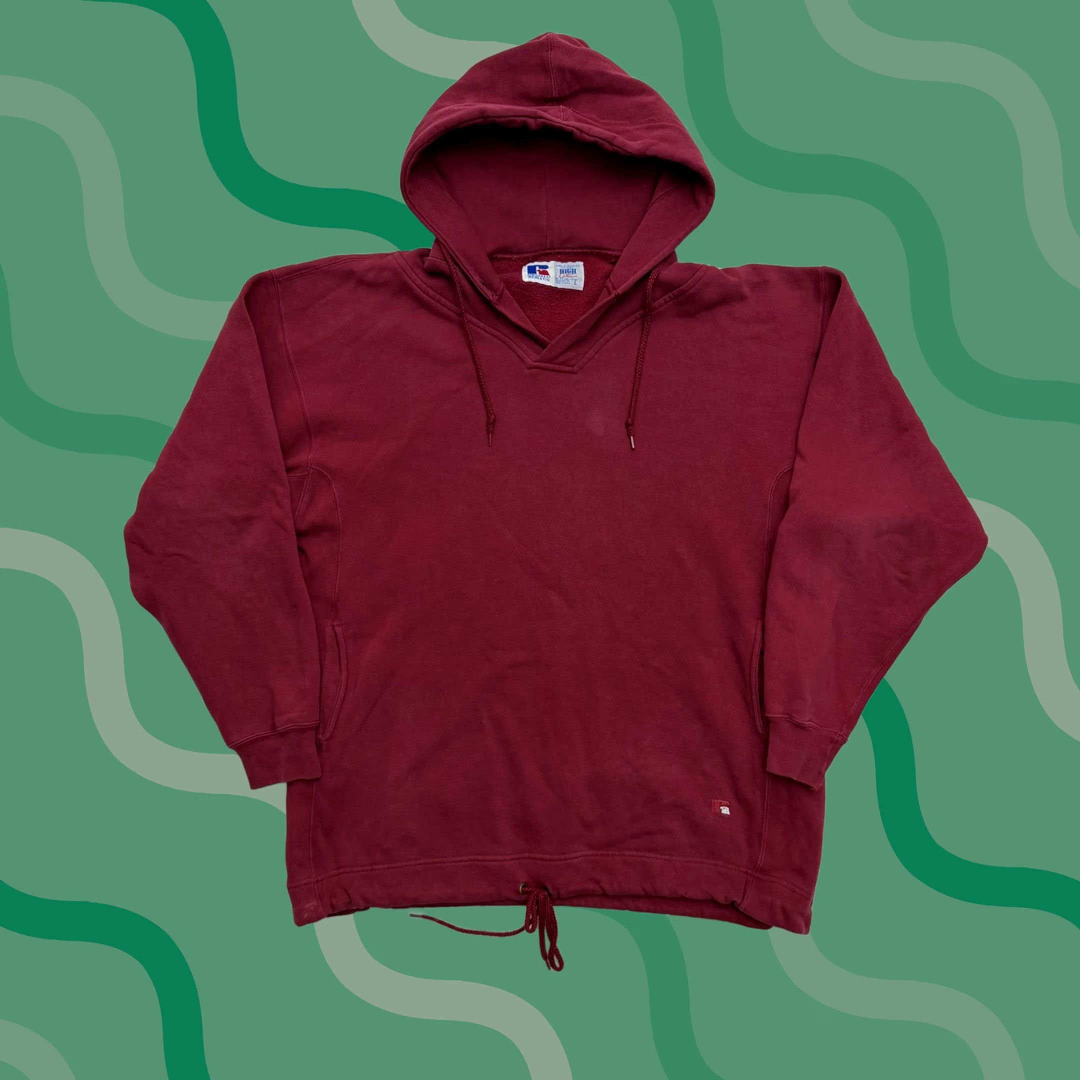 Russell Athletic VINTAGE Russell Athletic Hoodie Mens Large Red Pullover Fleece Pocket Logo Size US L / EU 52-54 / 3 - 1 Thumbnail