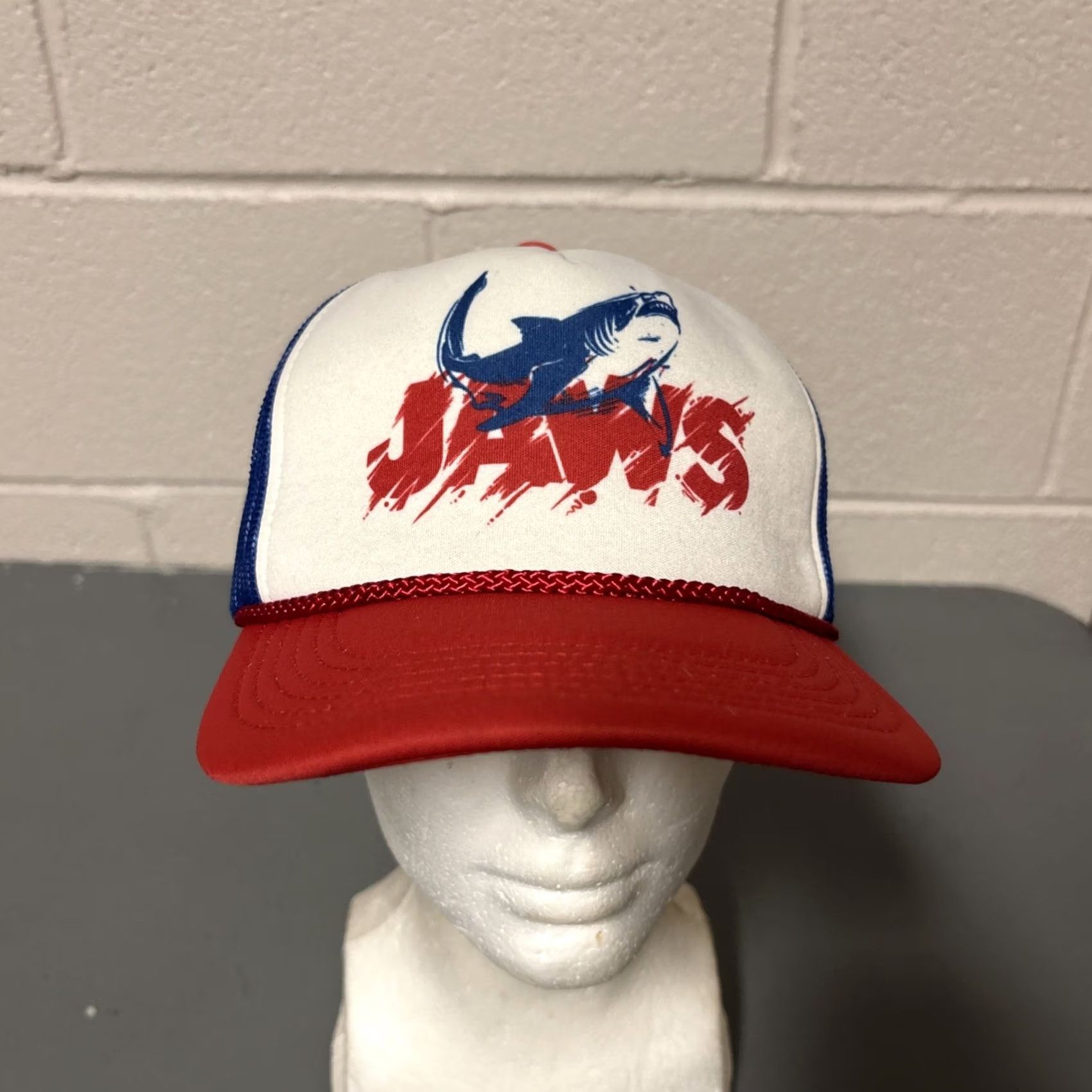 Vintage Universal Studios JAWS Logo Snapback Hat Red White & Blue Movie Mens One Size Size ONE SIZE - 3 Thumbnail