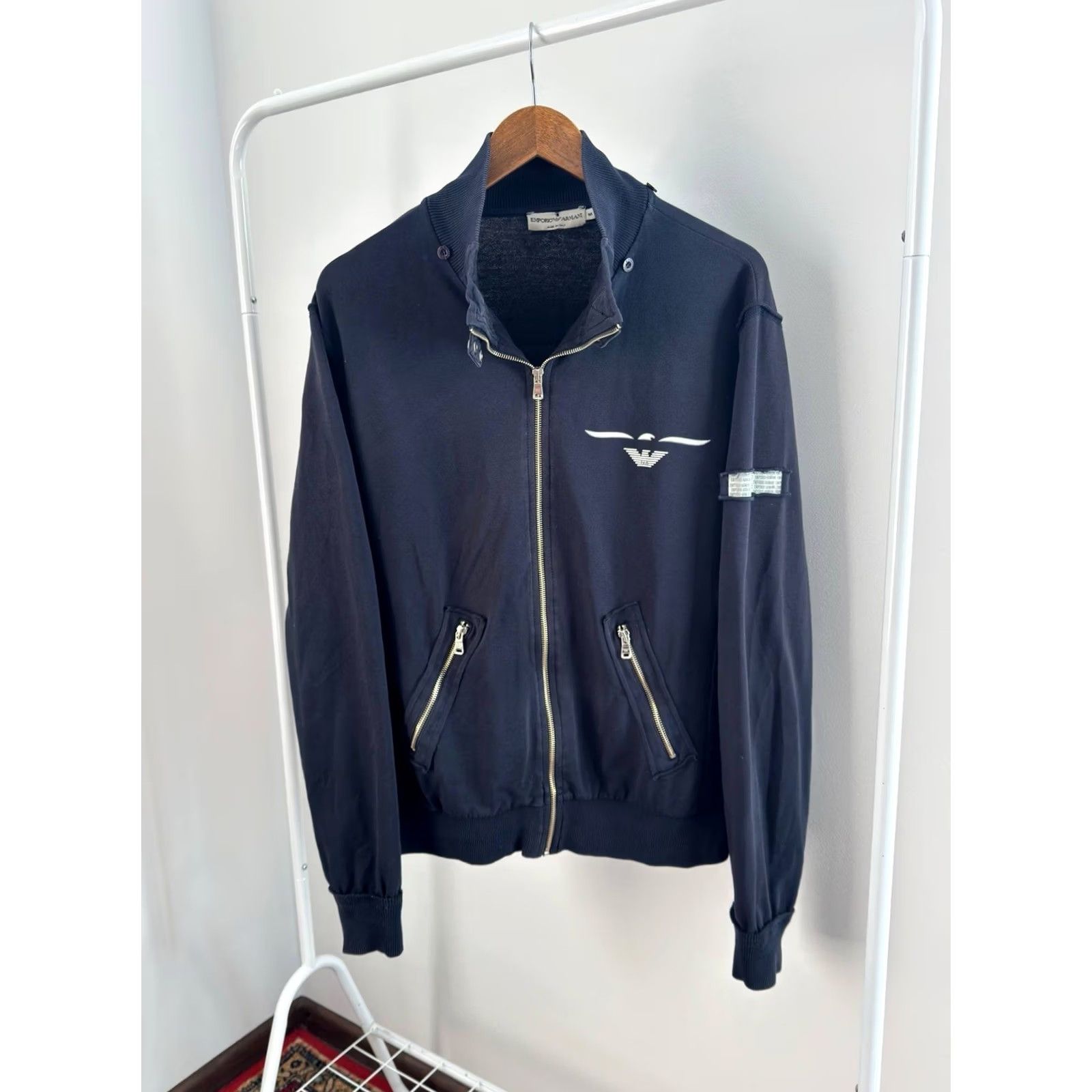 Emporio Armani VINTAGE Emporio Armani Full Zip Pullover Y2K Jacket Big Logo Made In Italy Size M Blue Mens Shirt Size US M / EU 48-50 / 2 - 6 Thumbnail
