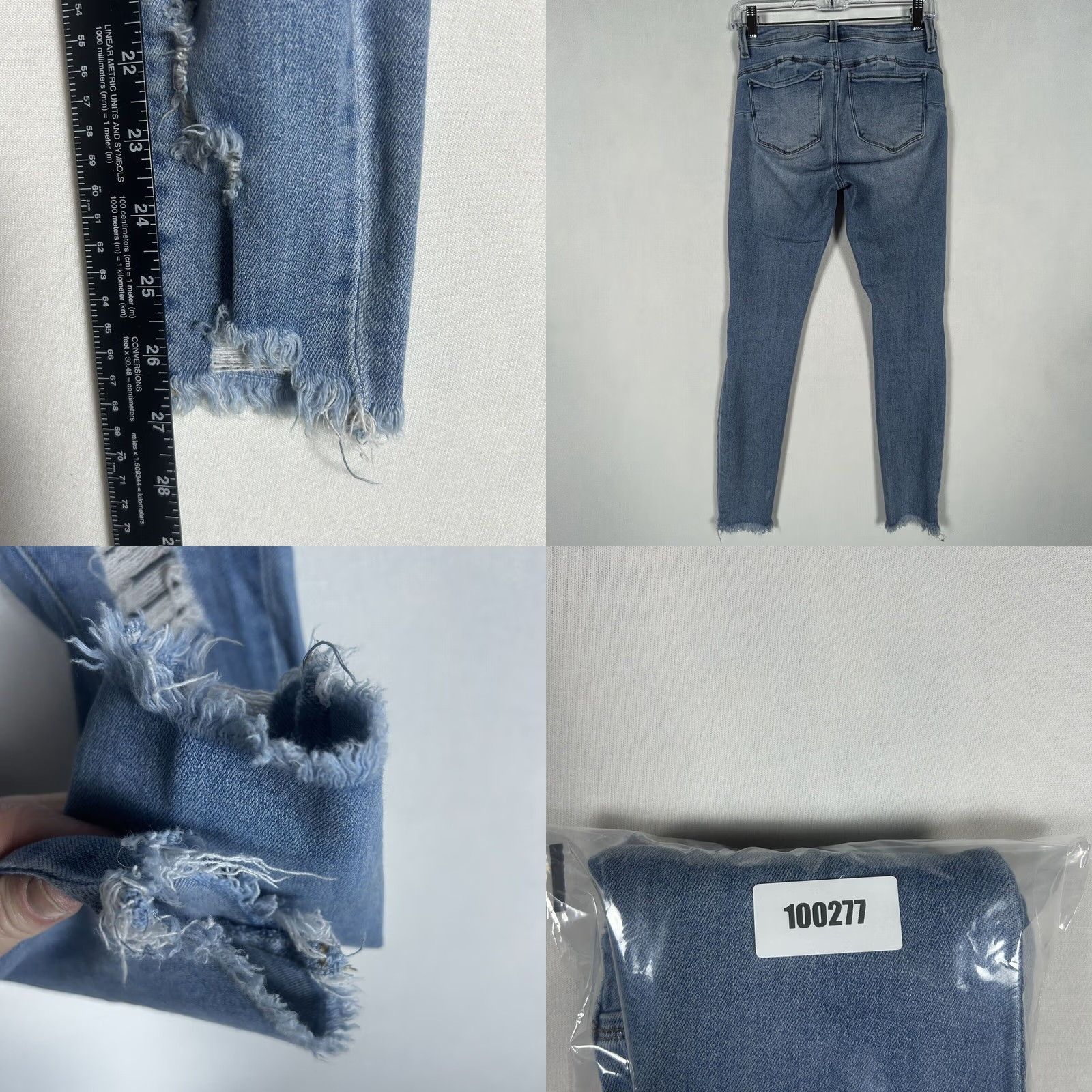Denime Wax Jeans Button Fly Skinny Denim Juniors Size 5 Distressed Raw Hem Women's Jeans Size 27" / US 4 / IT 40 - 8 Thumbnail