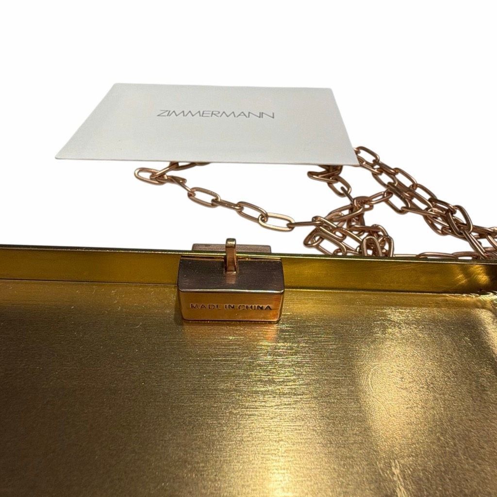 Zimmermann NWT Zimmermann Chocolate Enamel Cigarette Case Bag Gold Meta