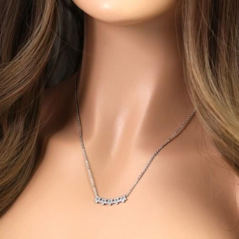 Other Sterling Silver Flowers CZ Necklace New Size ONE SIZE - 2 Thumbnail
