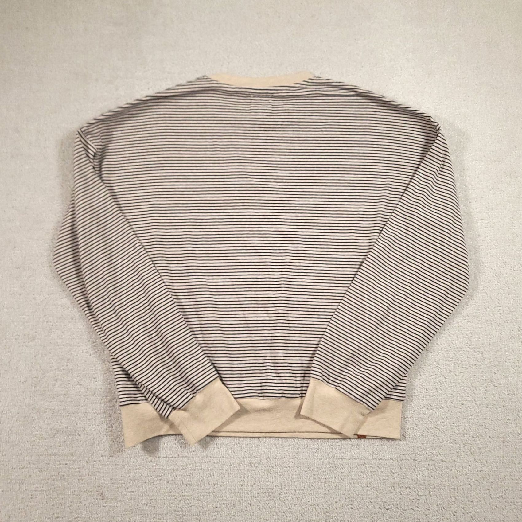 Avenue Ampersand Avenue Womens Sweatshirt Beige Striped Crewneck Size XL Long Sleeve Pullover Casual Fiber 95% Cotton 5% Spandex Size XL / US 12-14 / IT 48-50 - 7 Thumbnail