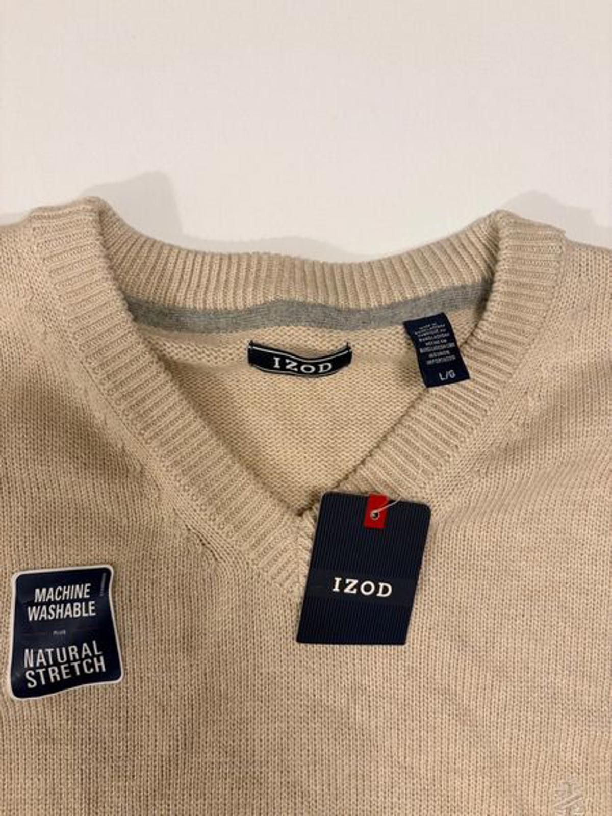 Izod Izod Men's Cream V-Neck Sweater (Size L) Size US L / EU 52-54 / 3 - 2 Thumbnail