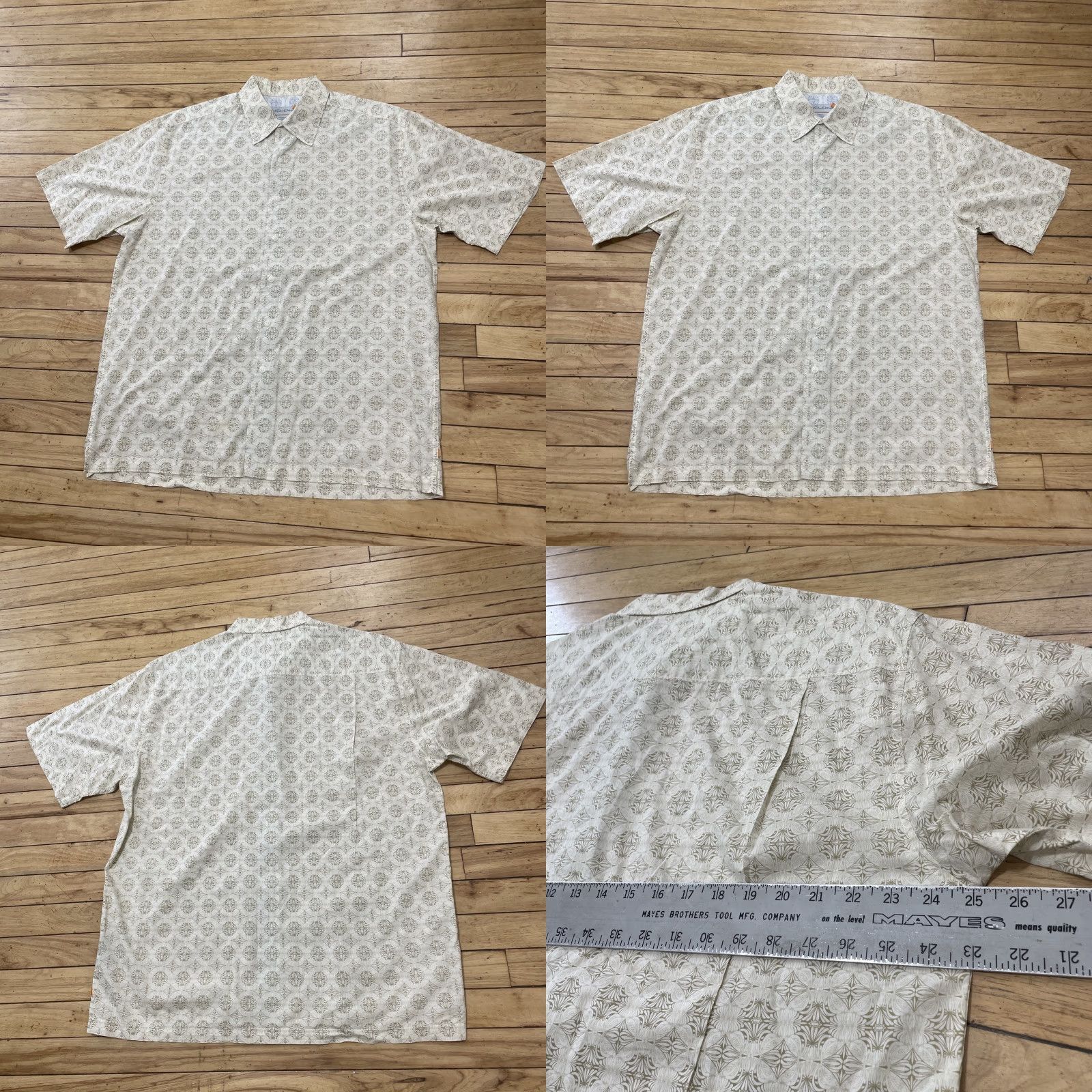 Quiksilver VINTAGE Quiksilver Shirt Men L Geometric Western 50" Tan Cream Button-Up Casual Short Sleeve Geometric Pattern Mens Size US L / EU 52-54 / 3 - 10 Thumbnail