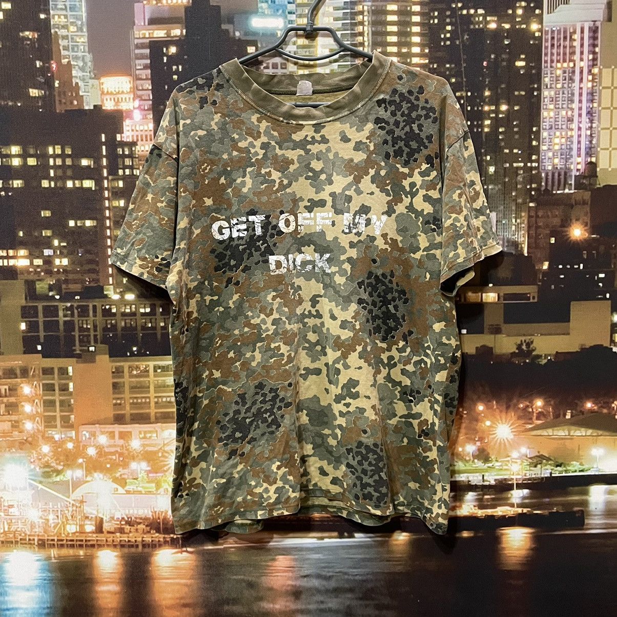 Band Tees VINTAGE 90S CAMOUFLAGE TEE GET OFF MY DICK PENIS FUNNY PORNO Size US XL / EU 56 / 4 - 1 Thumbnail