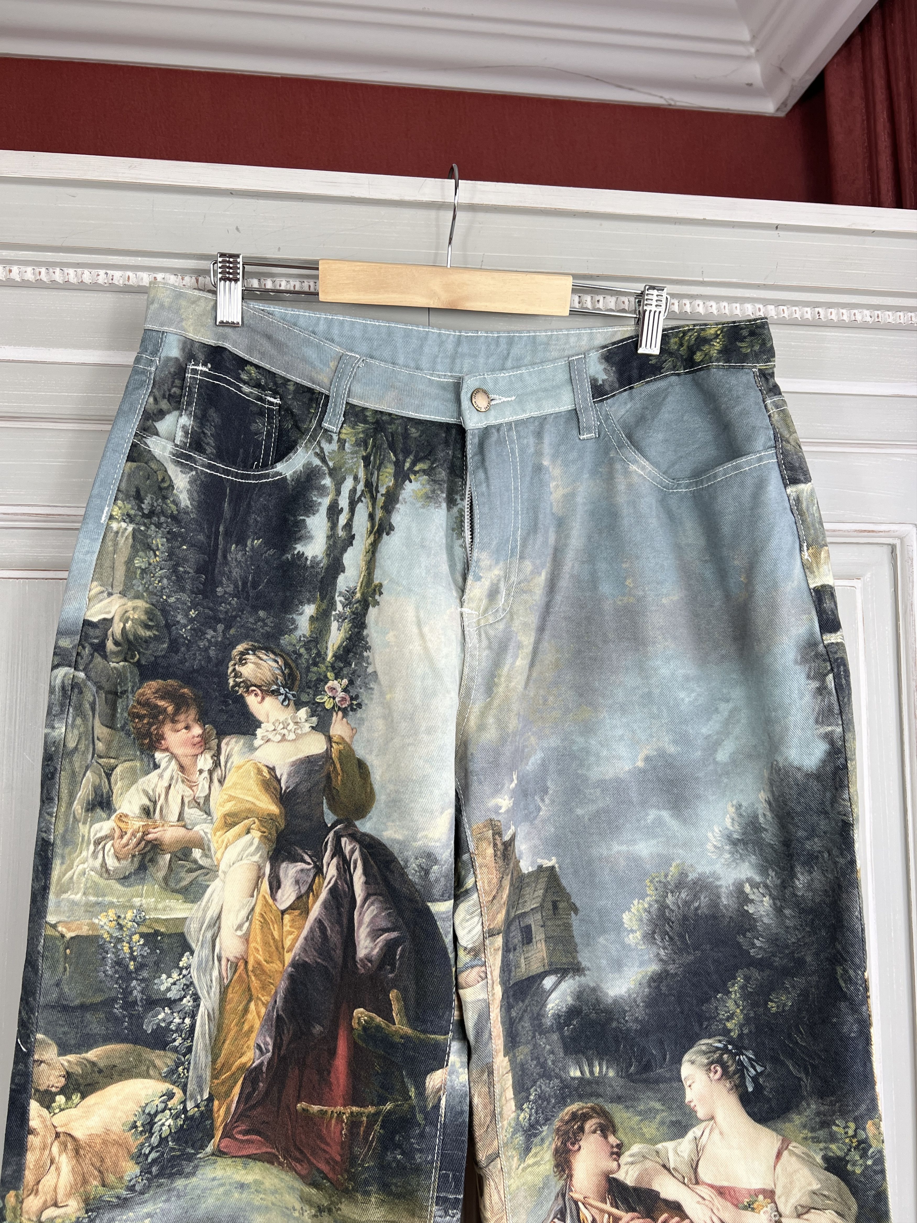 If Six Was Nine × Japanese Brand CRAZY FULL PRINTED JEANS BAGGY PANTS Size US 35 - 4 Thumbnail