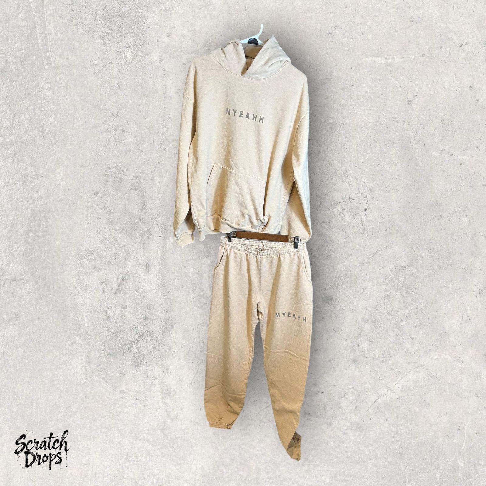 Other MYEAHH Men's Hoodie Sweatpants Set Size L Beige USA Cotton Size US 30 / EU 46 - 1 Thumbnail