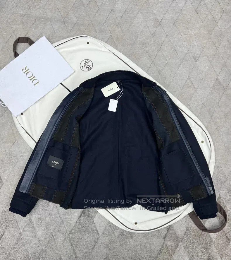 Fendi Fendi Fur Trimmed Bomber Jacket, Sheepskin, Cashmere Blend Size US M / EU 48-50 / 2 - 5 Thumbnail