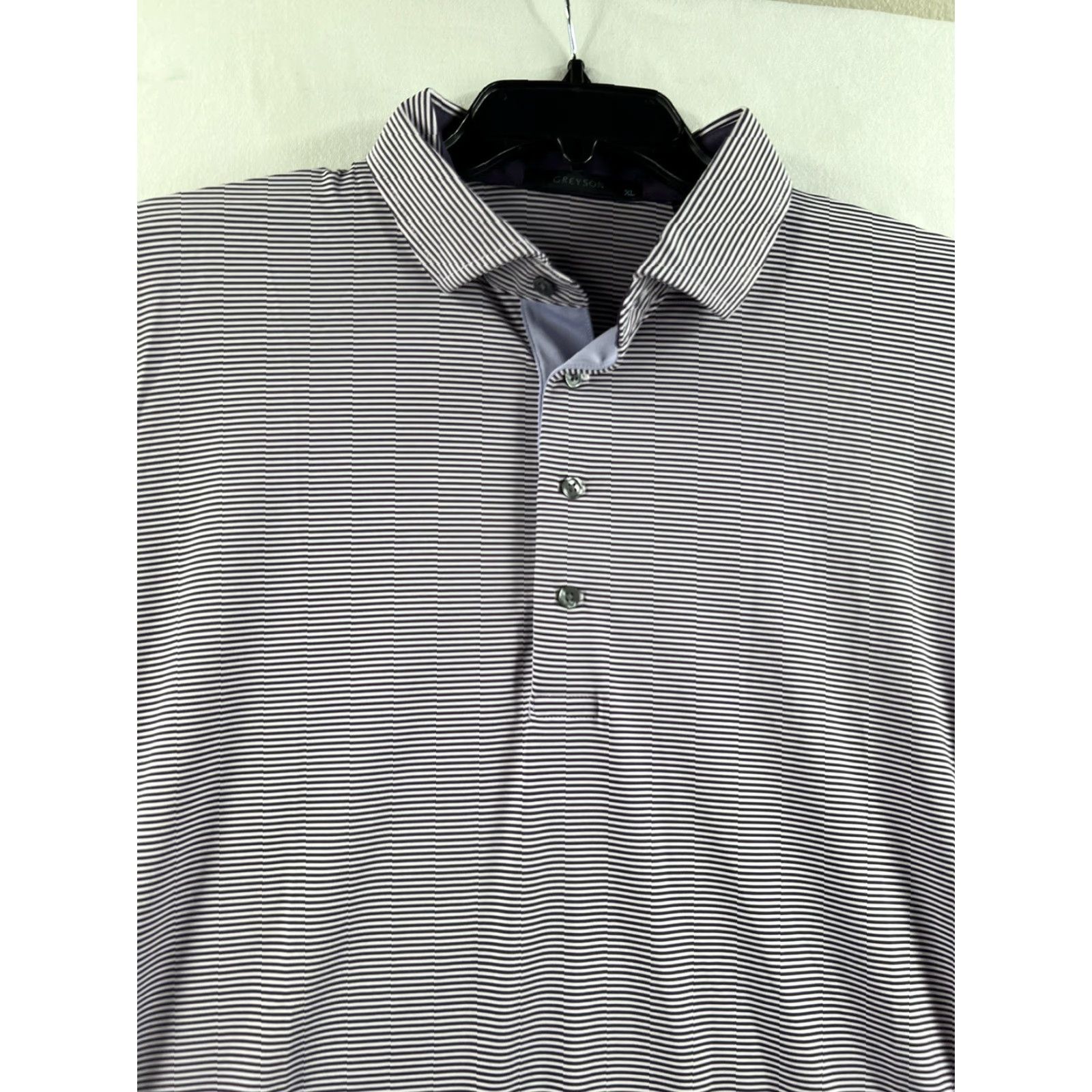 Vintage Greyson Polo Shirt Men XL Striped Short Sleeve Golf Purple/Gray Pattern Wolf Maze Runner Brand Greyson Polo Men XL Striped Shirt Short Sleeve Golf Size US XL / EU 56 / 4 - 2 Thumbnail