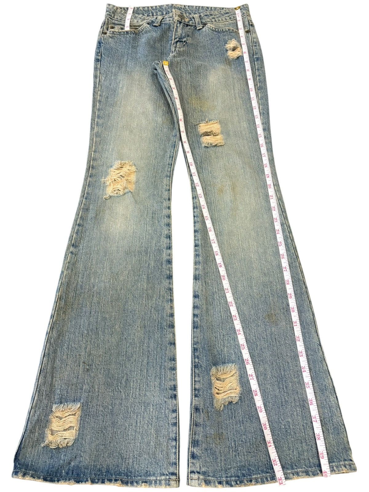Yasuyuki Ishii Vintage Japanese Brand Mud Wash Distressed Flare Jeans Size 28" / US 6 / IT 42 - 11 Thumbnail