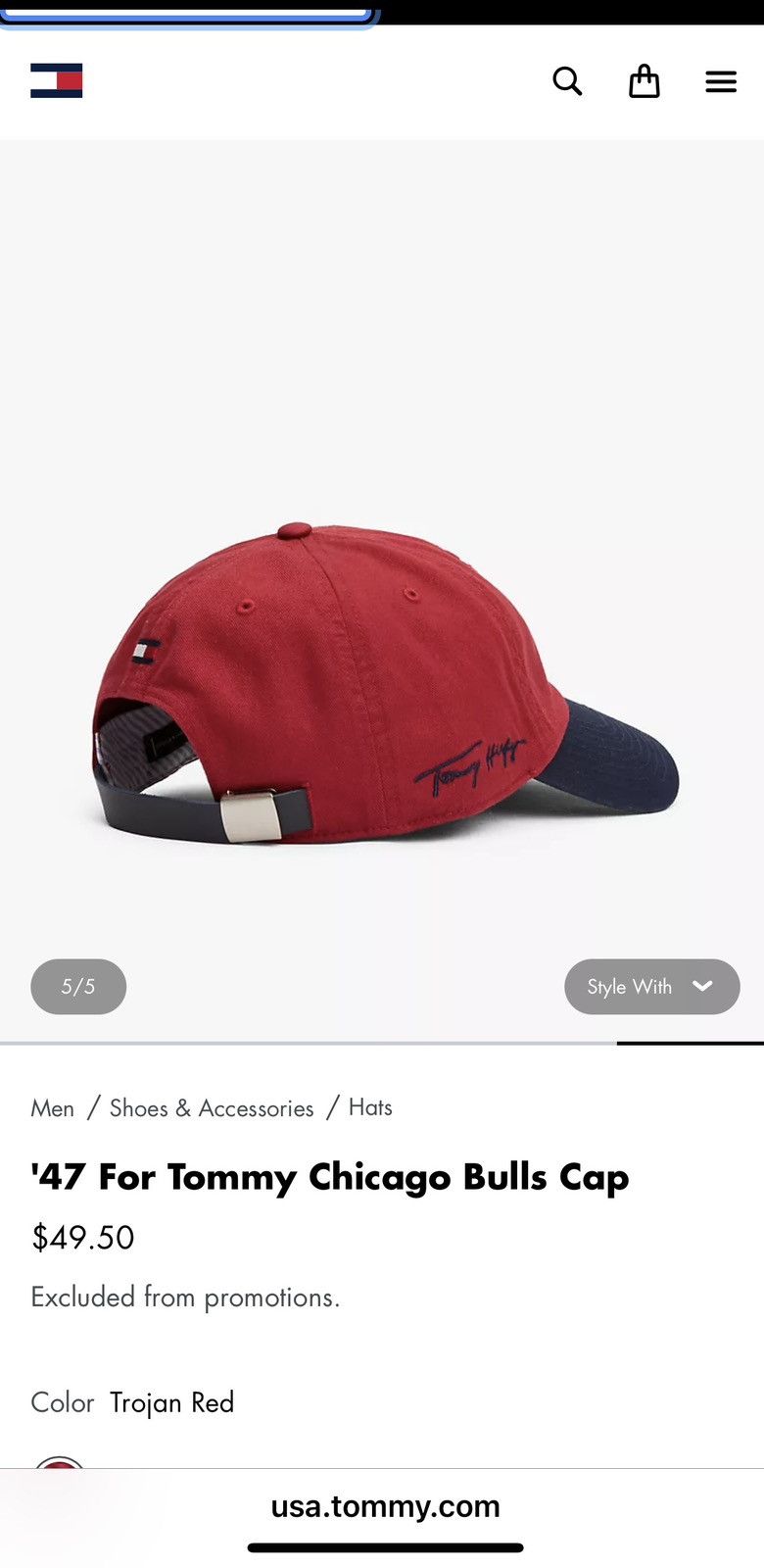 47 Brand × Tommy Hilfiger '47 For Tommy Chicago Bulls Cap Size ONE SIZE - 8 Thumbnail