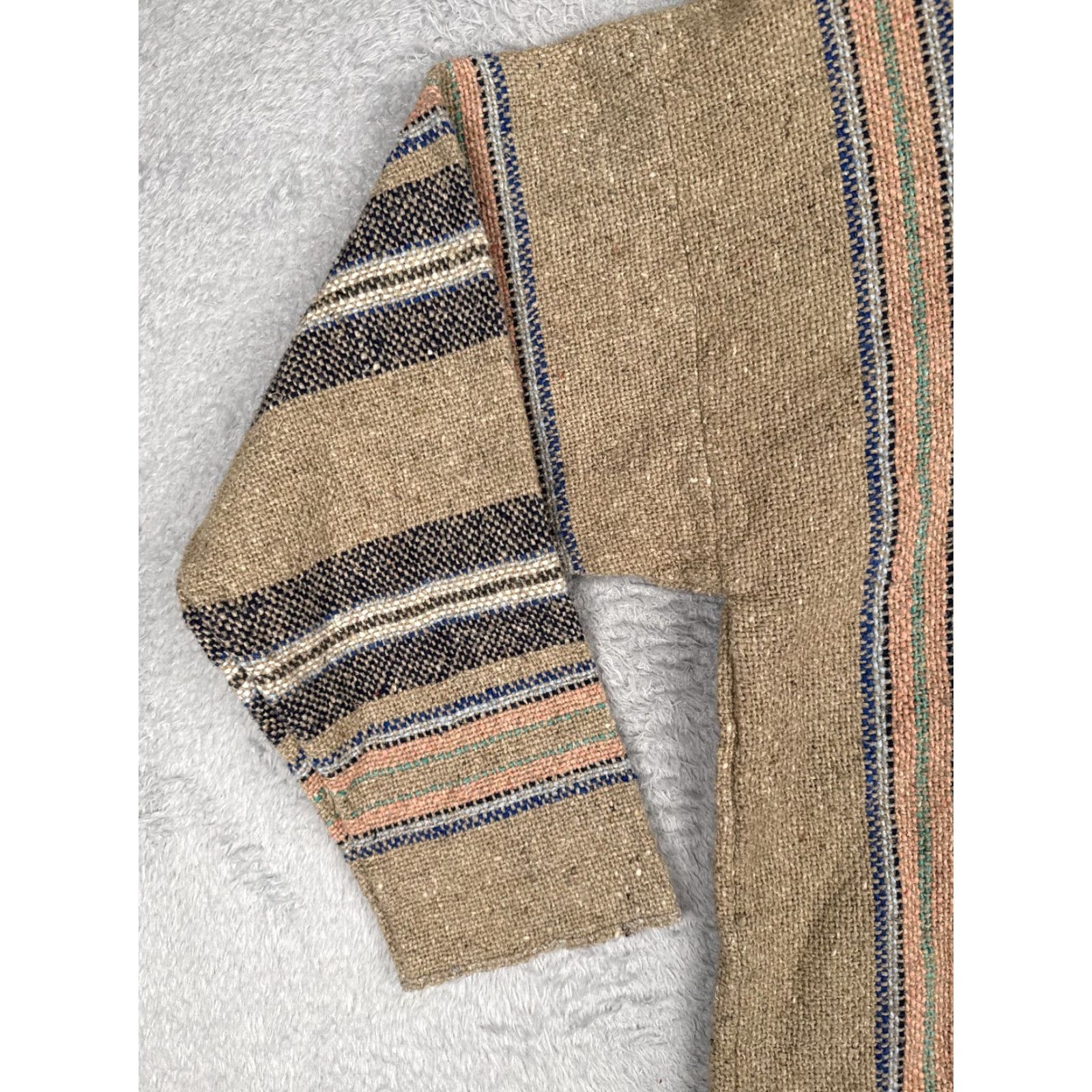 KangaROOS Baja Hoodie Mens Large Beige Striped Kangaroo Pocket Hippie Poncho Drug Rug Hoodie Size US L / EU 52-54 / 3 - 3 Thumbnail