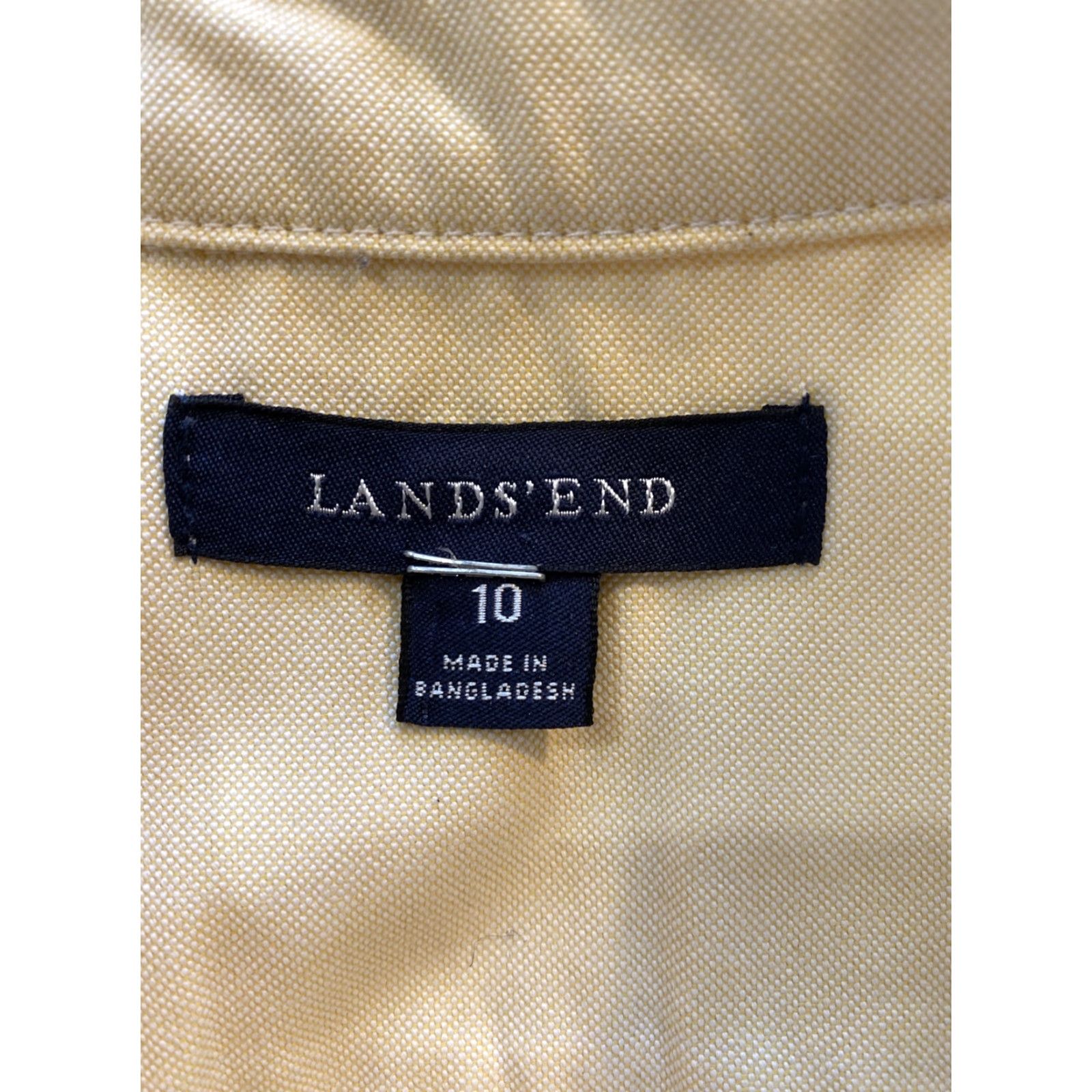 Lands' End Lands’ End Button-Up Shirt Womens Regular Cotton Yellow Mauve 10 Button-Down Collared Long Sleeve Classic Casual Shirt Size L / US 10 / IT 46 - 6 Thumbnail