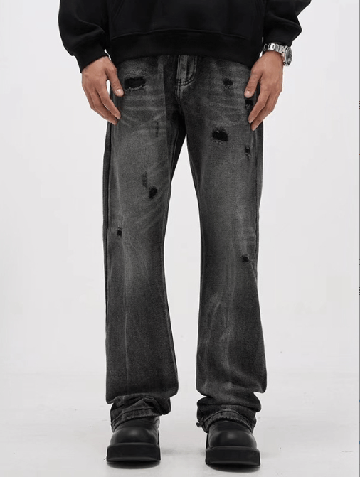 Japanese Brand × Jean Street black men's straight retro casual washed ripped jeans Size US 32 / EU 48 - 1 Thumbnail