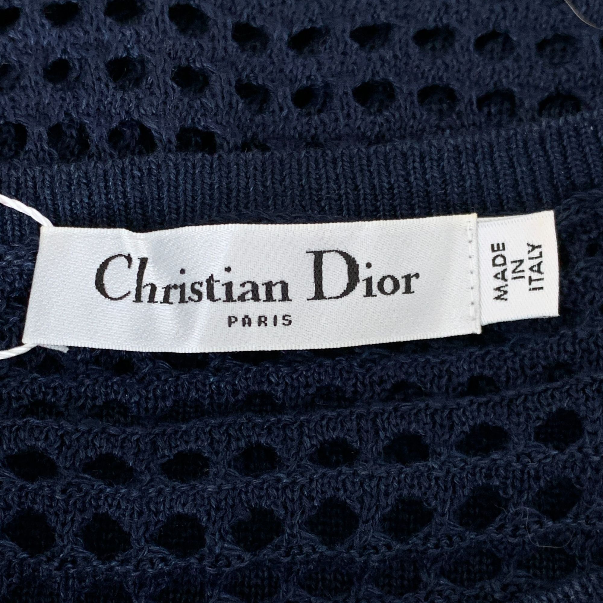 Christian Dior Monsieur Christian Dior Navy Blue Openwork Fringe Linen Knit Sweater Size XS / US 0-2 / IT 36-38 - 2 Thumbnail