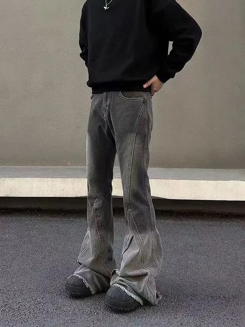 Japanese Brand × Jean Vintage Wash Micro Flare Gray Black Jeans Size US 30 / EU 46 - 1 Thumbnail