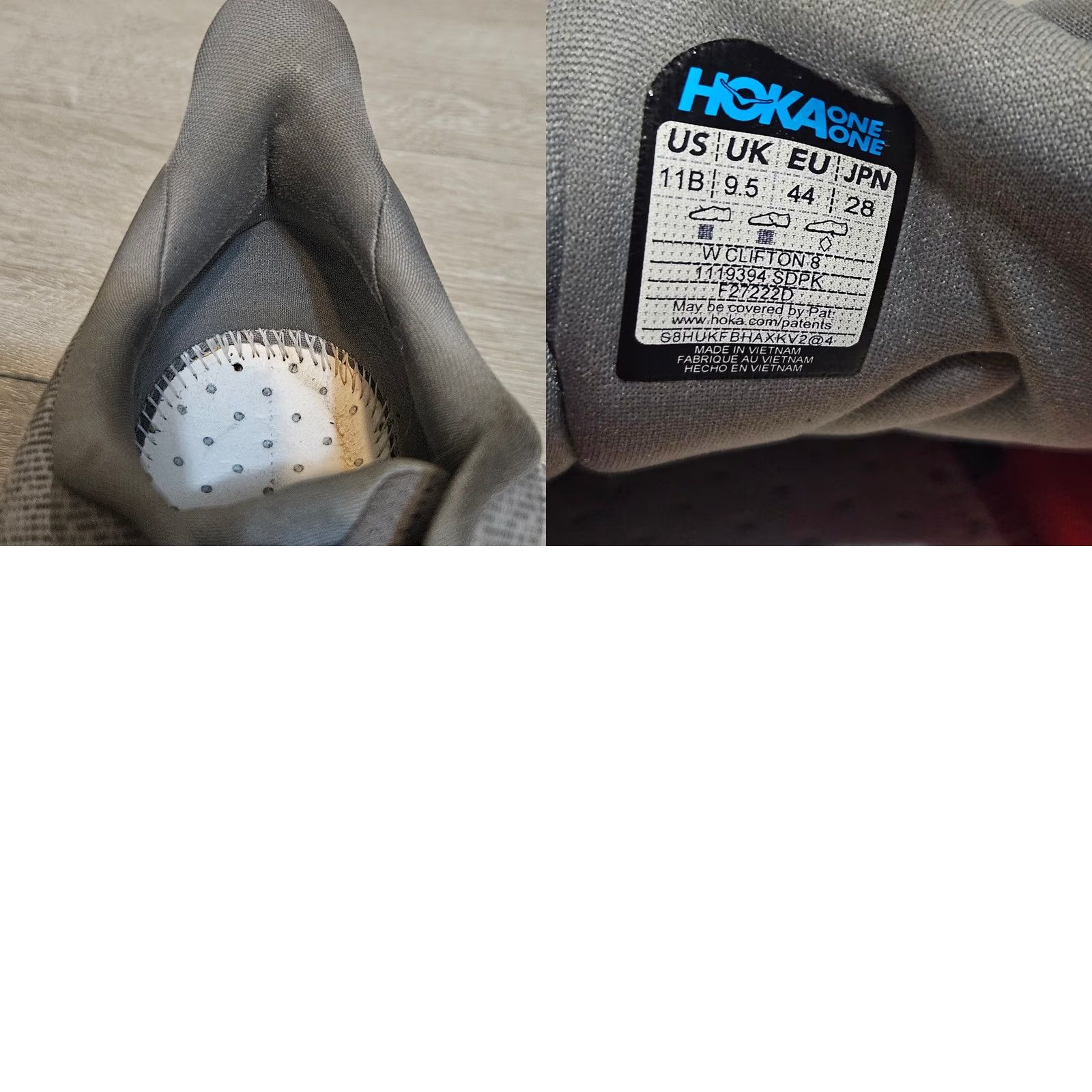 Vintage Hoka One One Clifton 8 Gray Pink Women's Size 11 B 1119394 SDPK Woman's Size US 11 / IT 41 - 8 Thumbnail