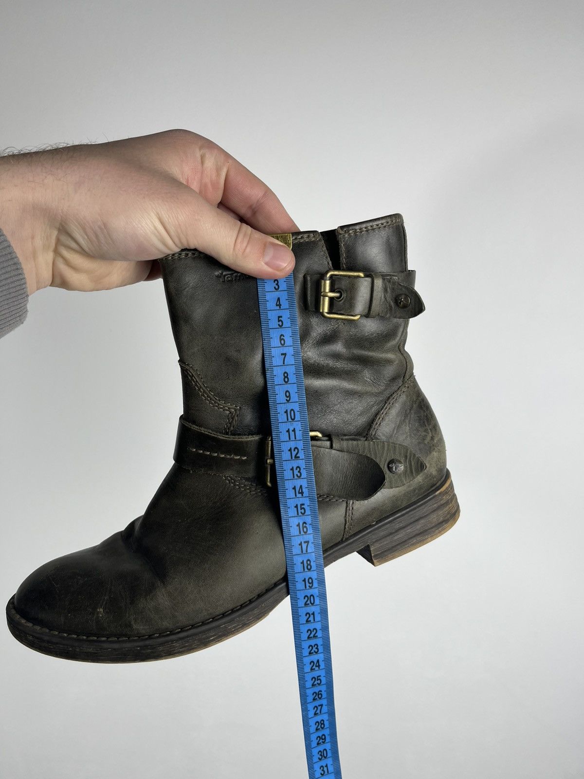 Other Distressed Leather Biker Ankle Boots Buckle Strap Zip EU 39 Size US 7 / IT 37 - 15 Thumbnail
