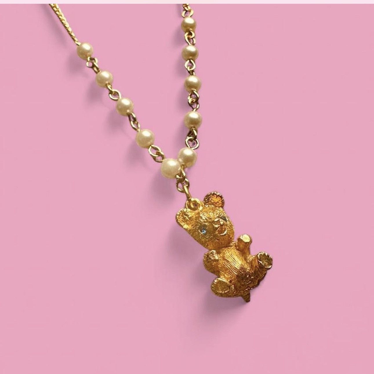 Vintage 🧸✨ DOLL CORE TEDDY BEAR PEARL NECKLACE ✨🧸 Size ONE SIZE - 1 Thumbnail