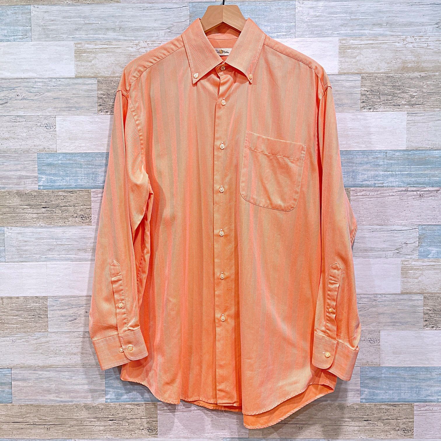 Peter Millar Peter Millar Herringbone Dress Shirt Orange Cotton Career L Size US L / EU 52-54 / 3 - 1 Thumbnail