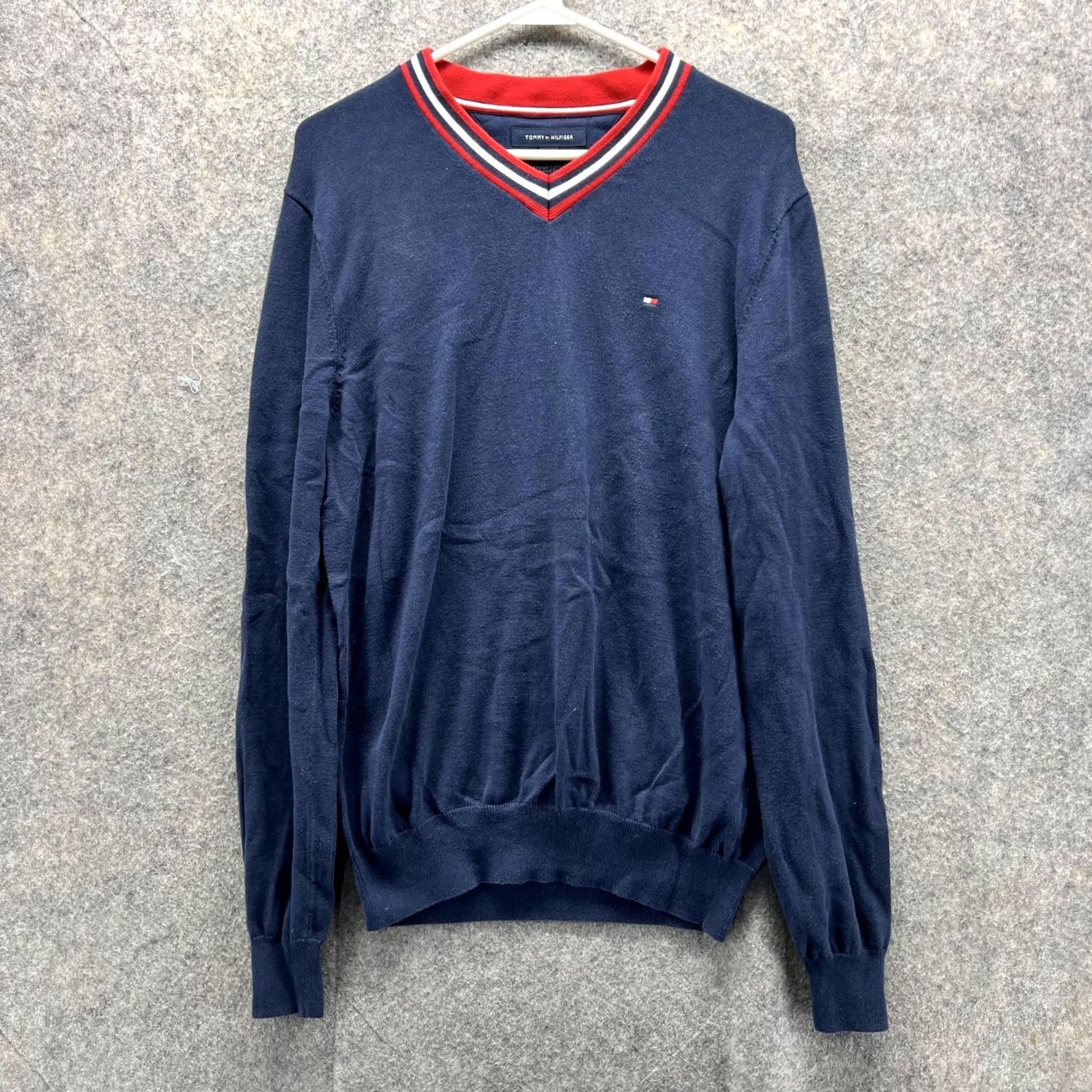 Tommy Hilfiger Tommy Hilfiger Men Medium Blue Navy Premium Cotton Sweatshirt Pullover V Neck Sweatshirt Pullover Tee? Size US M / EU 48-50 / 2 - 2 Thumbnail