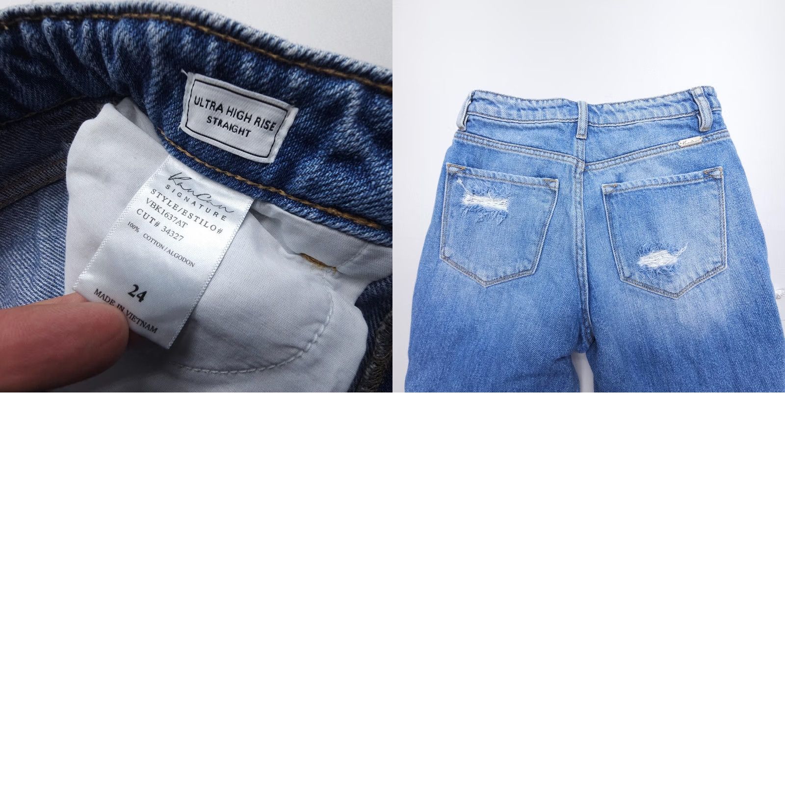Vintage KanCan Jeans Ultra High Rise Straight 24 x 28 Blue 100% Cotton Womens Size 42" / US 20 - 8 Thumbnail