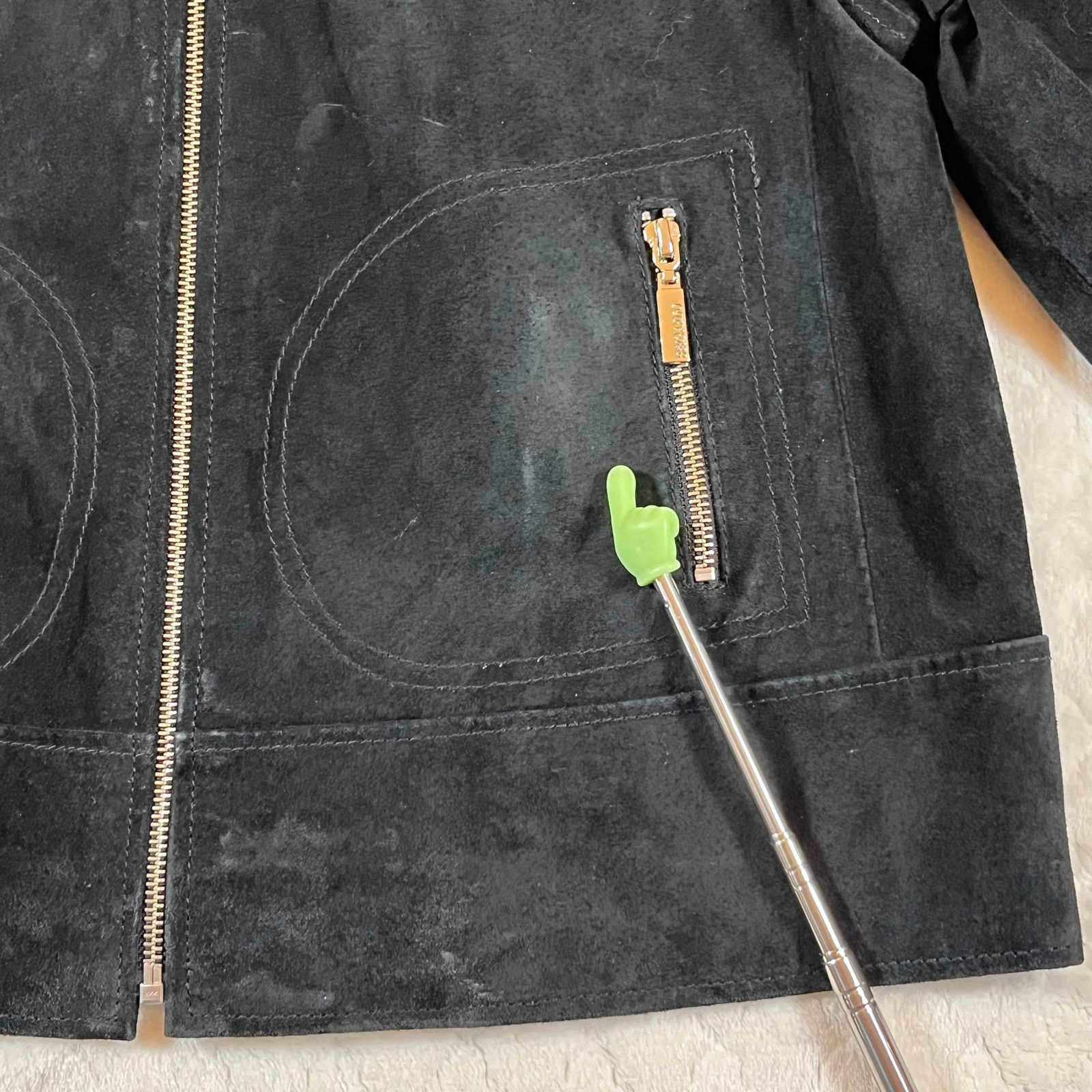 Other Bernardo Collection Black Suede Leather Full Zip Coat Jacket Size M / US 6-8 / IT 42-44 - 6 Thumbnail