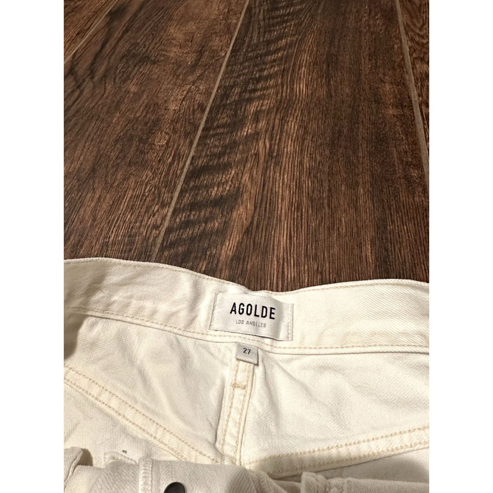 Agolde AGOLDE Parker Cream Distressed Shorts 27 Denim 100% Cotton Women Ivory Cut-Off Jeans Parker 27 Womens Distressed Short Shorts 27 Size 27" / US 4 / IT 40 - 4 Thumbnail