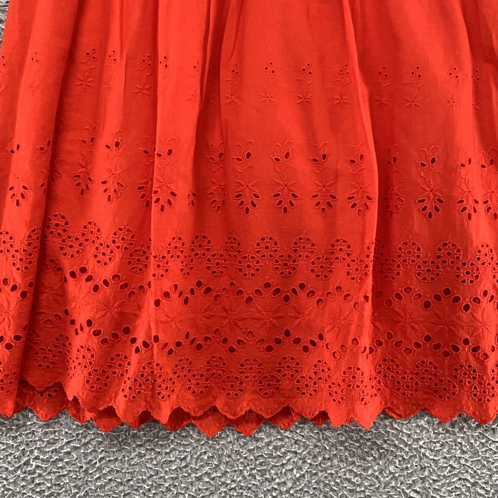 Madewell Madewell Dress Womens 0 Orange Eyelet Fit & Flare Bell Sleeve Knee Length Boho Shirt Dress? Size XS / US 0-2 / IT 36-38 - 3 Thumbnail