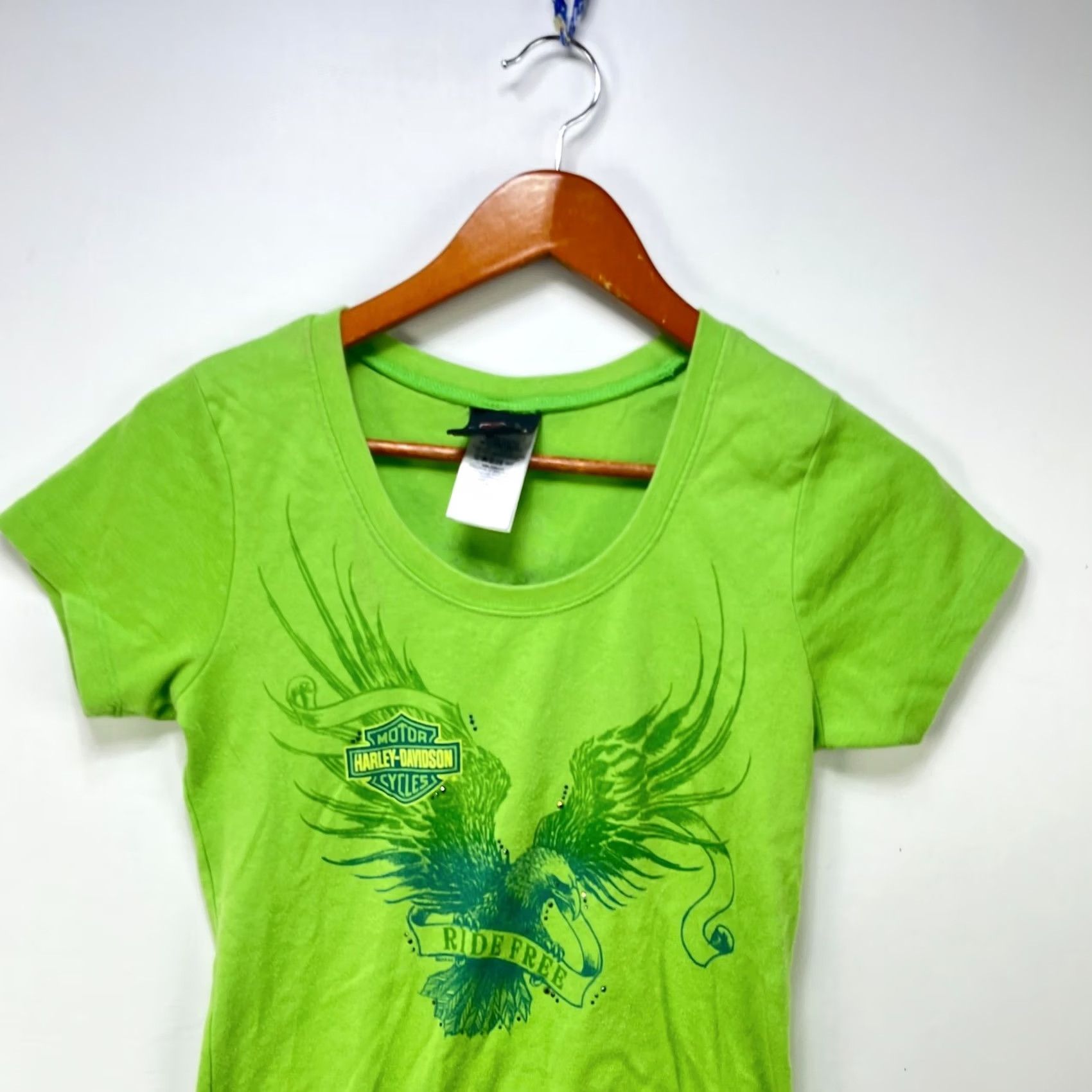 Harley Davidson VINTAGE Harley-Davidson T-Shirt Women L Green 90s Sports Hip Hop Short Sleeve Casual Size L / US 10 / IT 46 - 2 Thumbnail