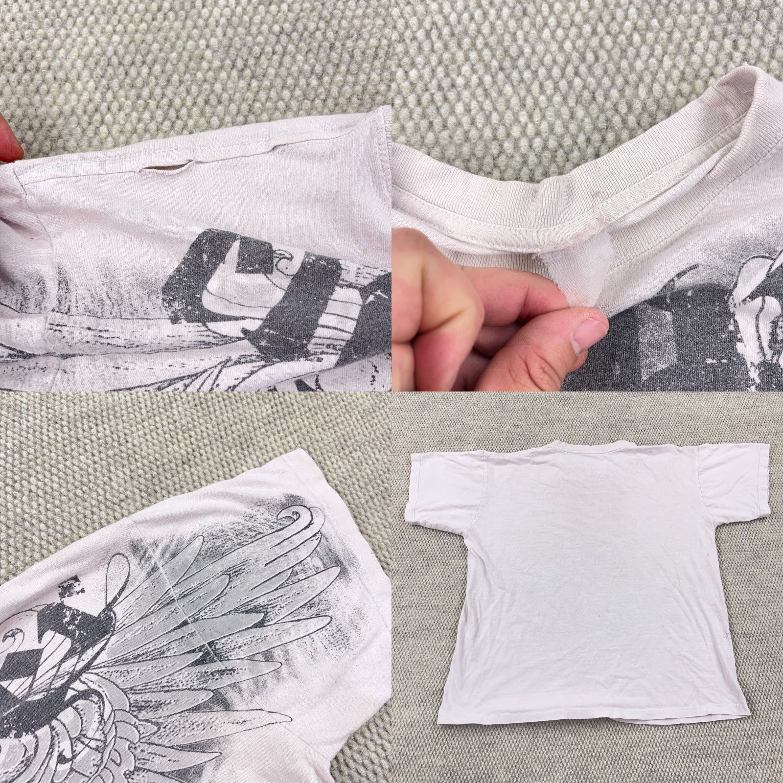 Gloverall VINTAGE Skull Shirt Men XL MMA AOP All Over Wings Iron Cross Grunge Chopper Graphic T-Shirt White USA 90s Punk Rock Mens XL Shirt Size US XL / EU 56 / 4 - 8 Thumbnail