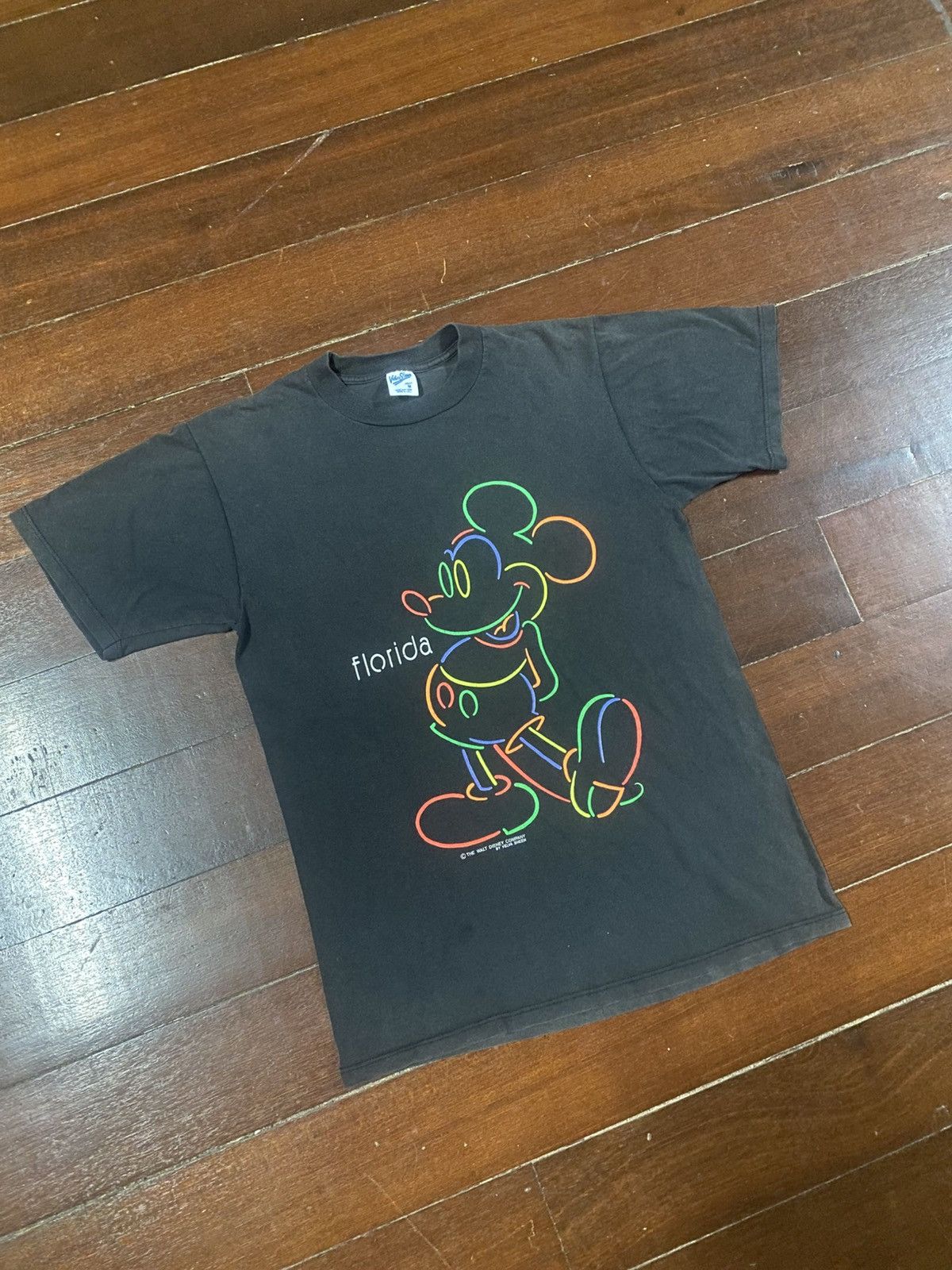 Disney Vintage 80s Disney Neon Mickey Mouse Tee Shirt Size US M / EU 48-50 / 2 - 2 Thumbnail