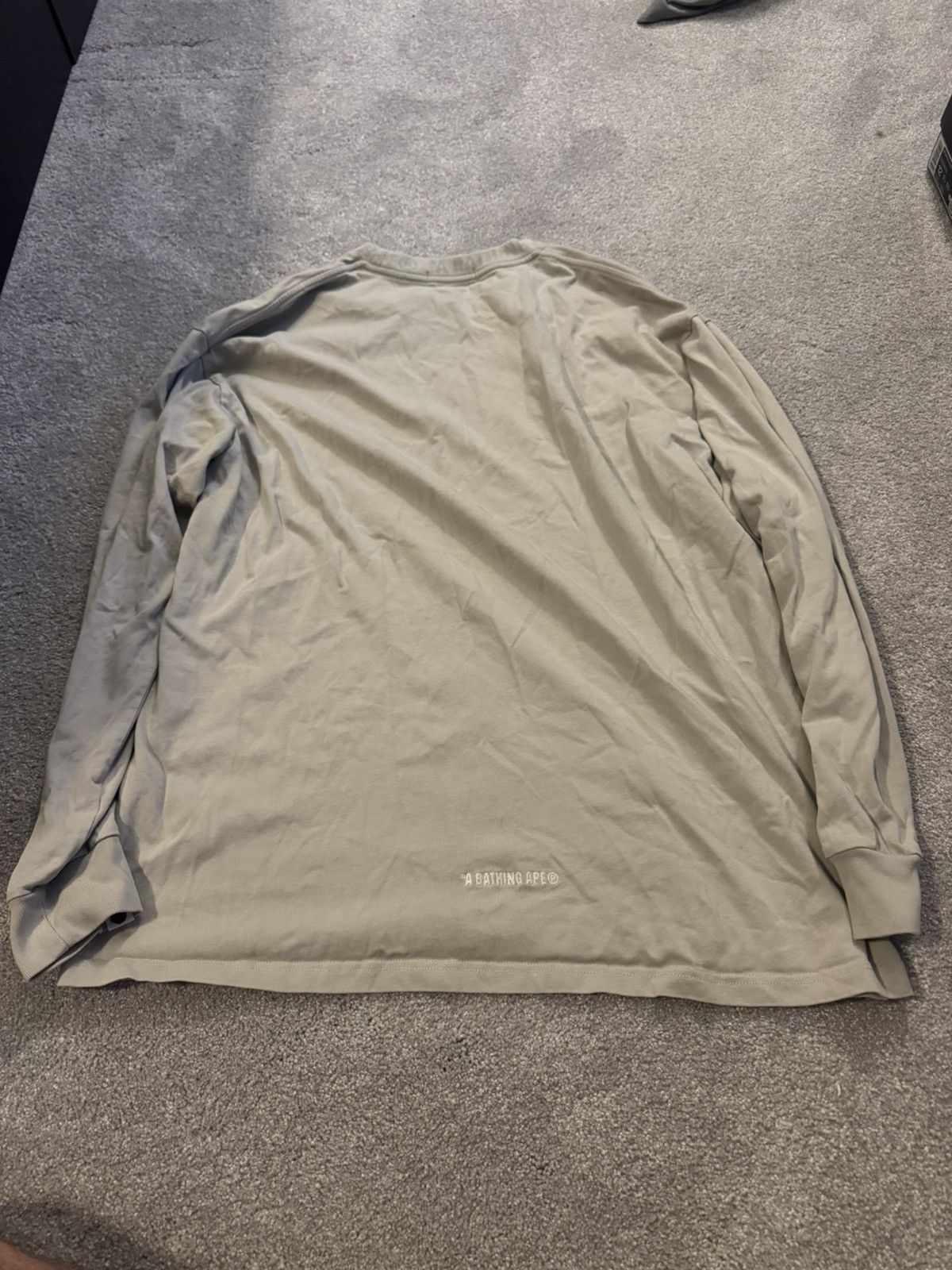 Bape Beige Long Sleeve Logo Tee Size US XL / EU 56 / 4 - 2 Thumbnail