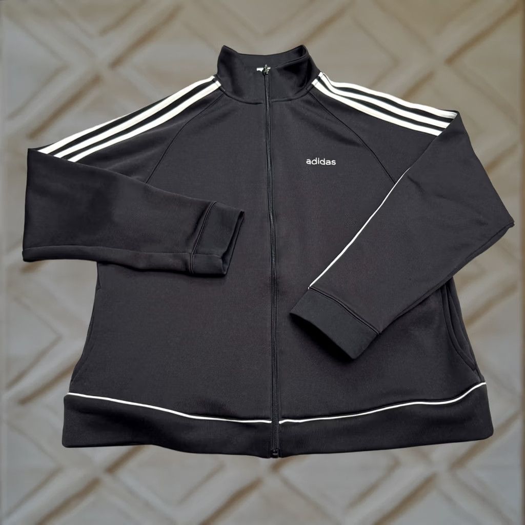 Adidas VINTAGE adidas Track Jacket Mens XL Black White Full Zip Active Size US XL / EU 56 / 4 - 1 Thumbnail