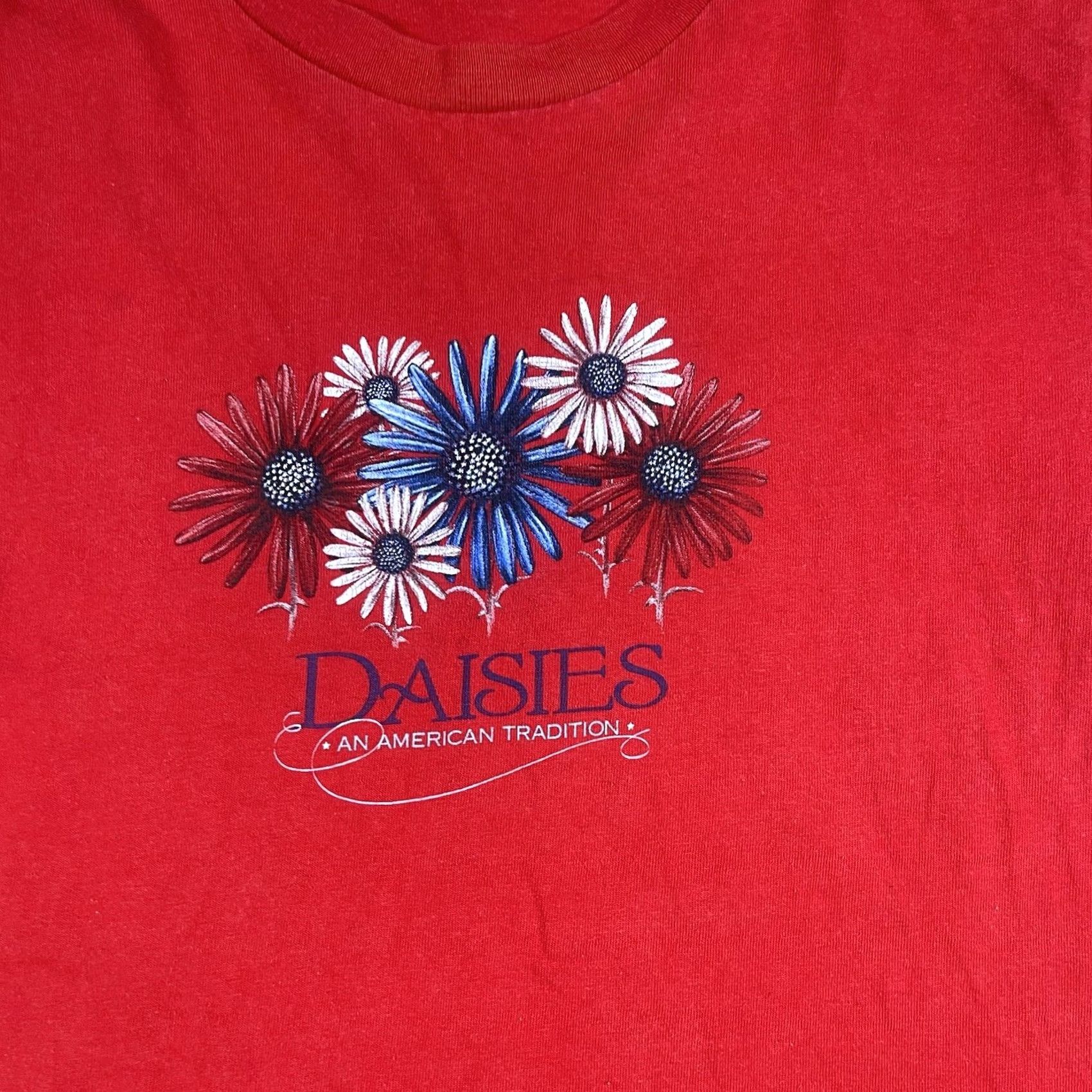 Delta Delta Pro Weight T-Shirt Mens S Small Red Daisies Short Sleeve Cotton Graphics Size US S / EU 44-46 / 1 - 2 Thumbnail