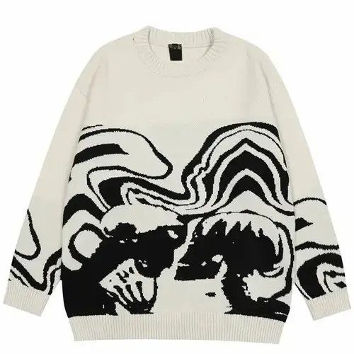 Briselblack New Waved Distorted Black Waves Knitted Unisex Sweater Size US L / EU 52-54 / 3 - 1 Thumbnail