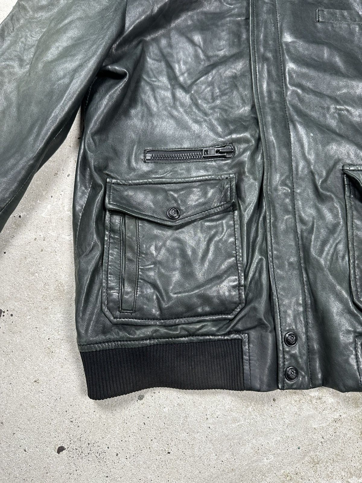 Genuine Leather × The Kooples The Kooples Khaki Biker Lamb Leather Jacket Size US L / EU 52-54 / 3 - 4 Thumbnail