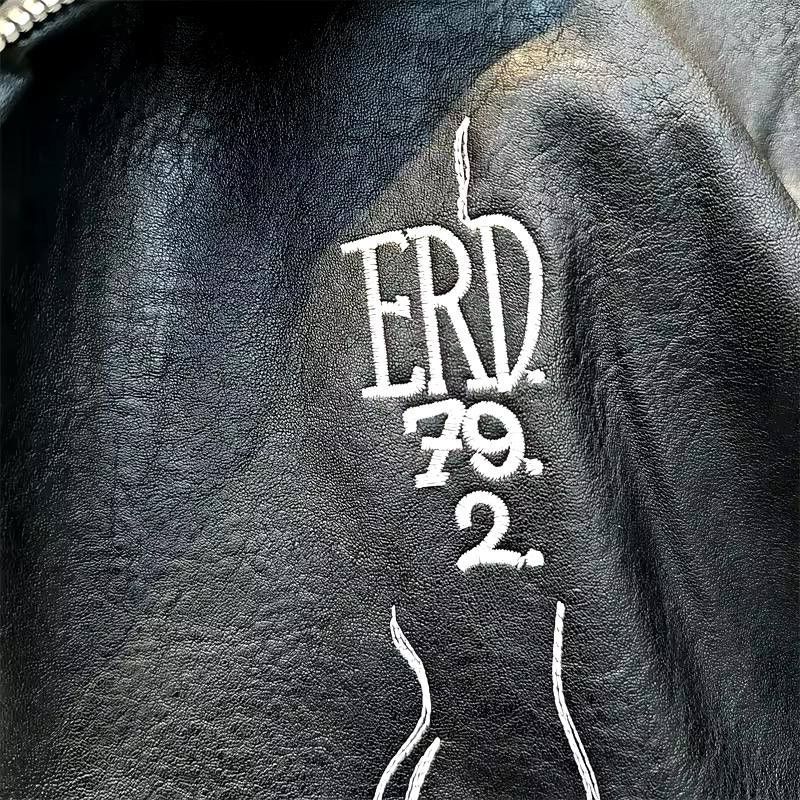 Japanese Brand × Vintage unisex zippered leather jacket with embroidery Size US L / EU 52-54 / 3 - 7 Thumbnail