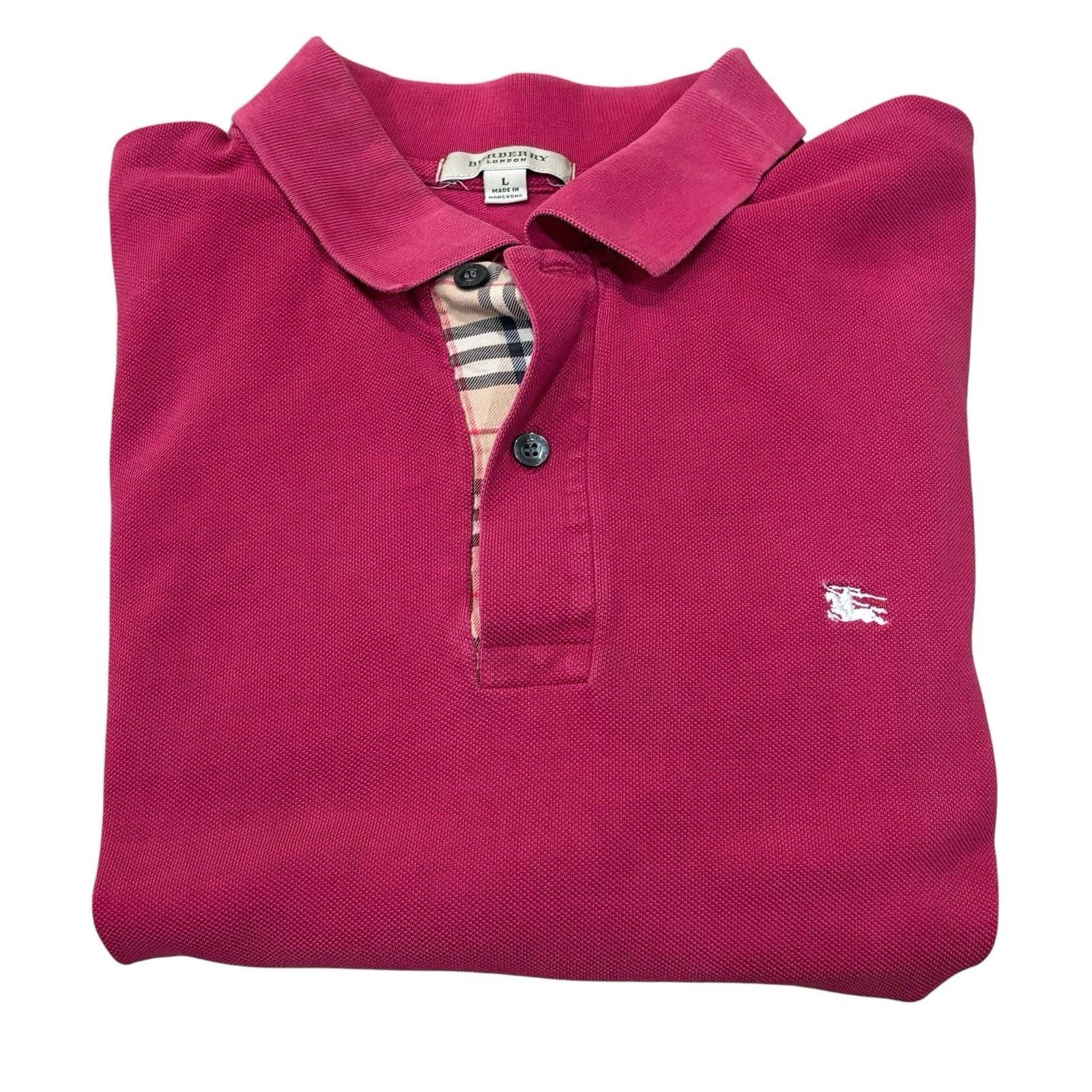 Burberry Burberry Polo Nova Check Placket Pink Large Hong Kong* Size US L / EU 52-54 / 3 - 3 Thumbnail