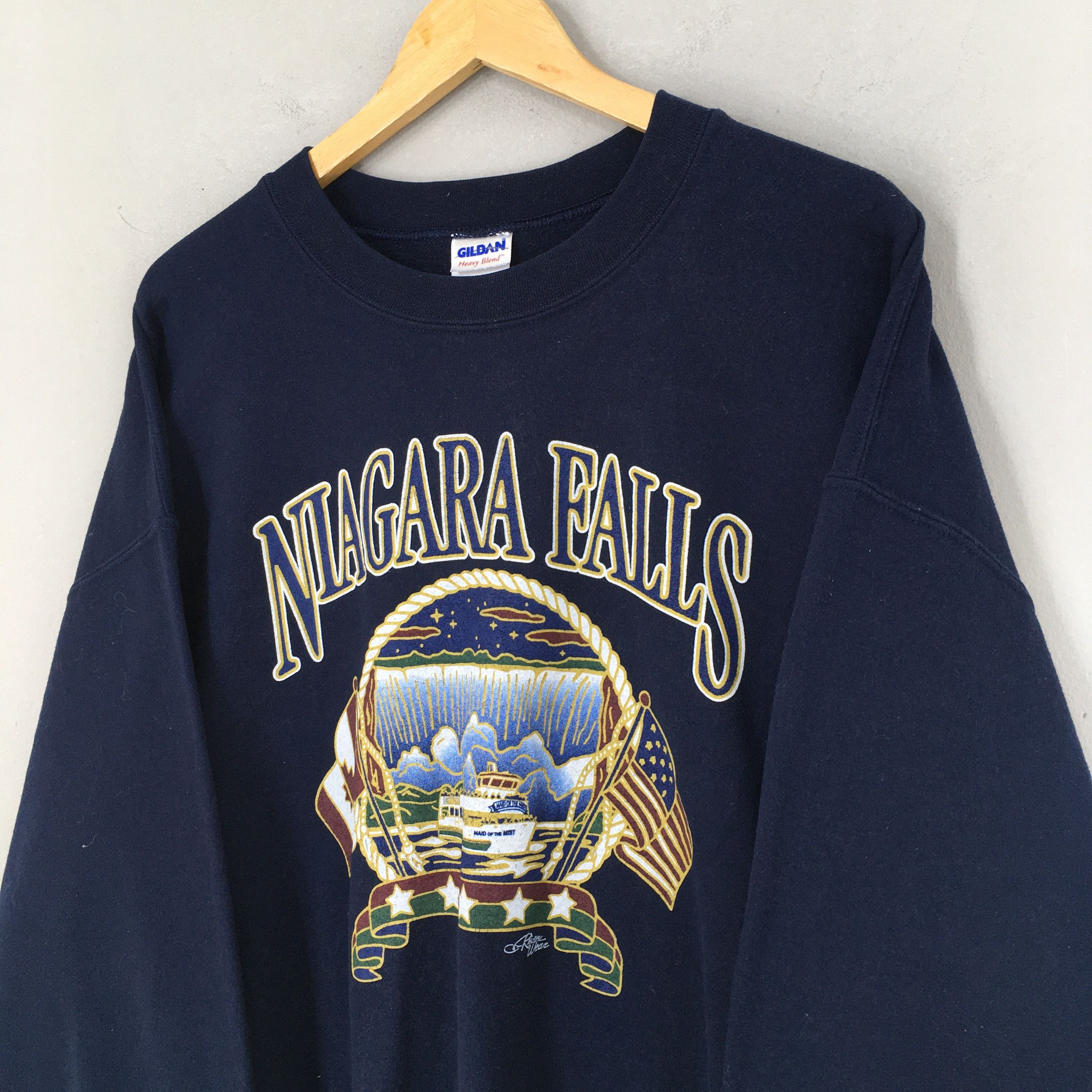 Gildan × Vintage Vintage Y2K Niagara Falls Blue Sweatshirt XLarge Size US XL / EU 56 / 4 - 3 Thumbnail