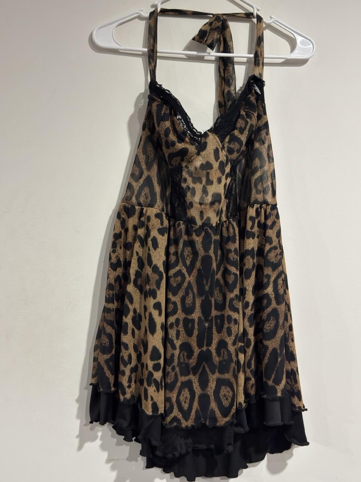 The Unbranded Brand women Leopard Lace Patchwork A-Line Hem Mini Dress Size 1XL Size XL / US 12-14 / IT 48-50 - 7 Thumbnail