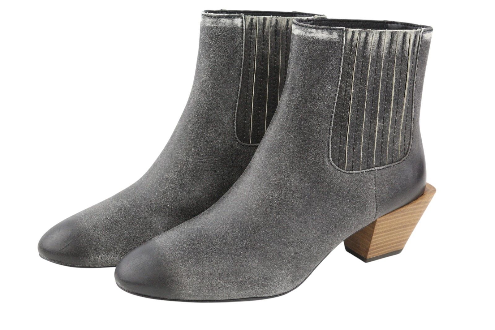 Diesel D-TEXANNE CH EU39 Grey Black Leather Cuban Heel Boots 41120 Size US 8 / IT 38 - 4 Thumbnail