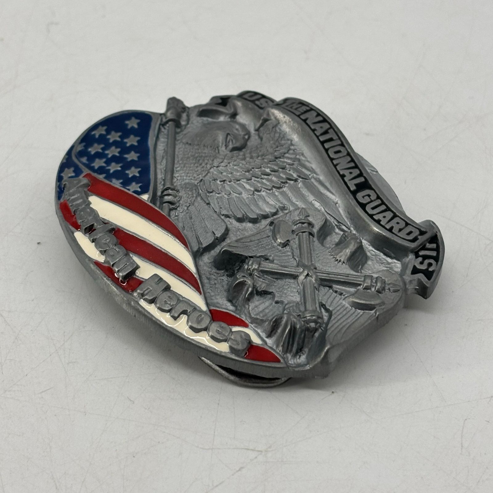 Vintage US National Guard Belt Buckle Great American Hero USA Pewter Size ONE SIZE - 13 Thumbnail