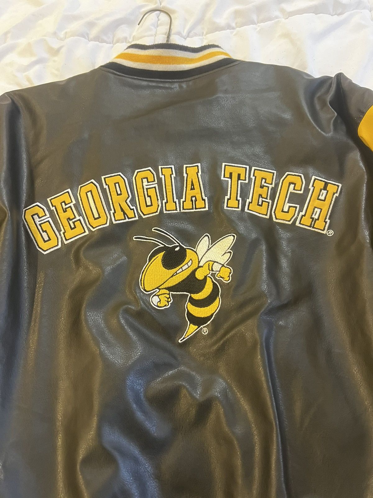 Steve And Barrys Georgia Tech University Steve & Barry Leather Bomber Jacket Size US L / EU 52-54 / 3 - 2 Thumbnail