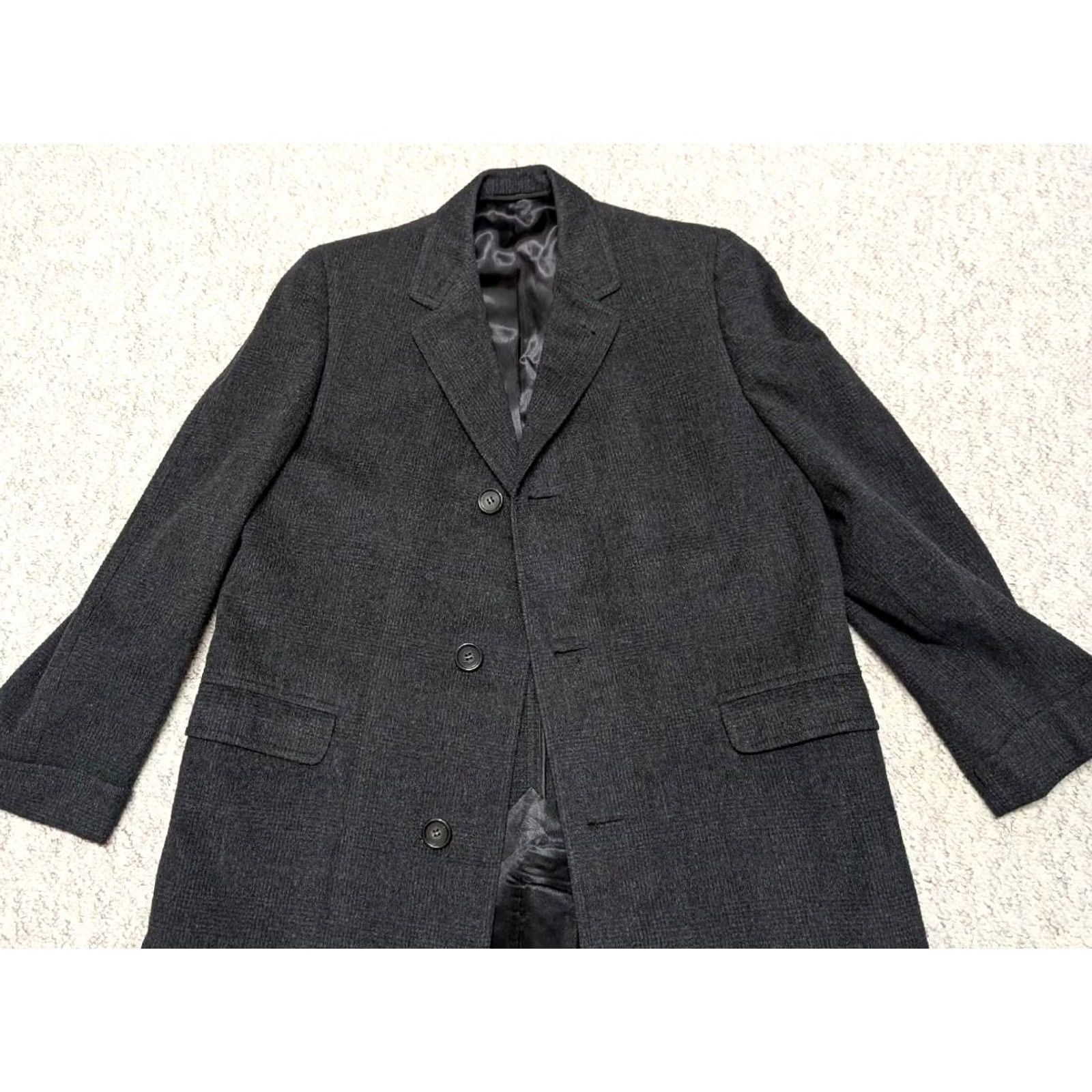 Vintage USA made 1950s vintage OVERCOAT wool 42 plaid BLACK TWEED PLAID flannel Coat Mens XS-XL Size US M / EU 48-50 / 2 - 6 Thumbnail