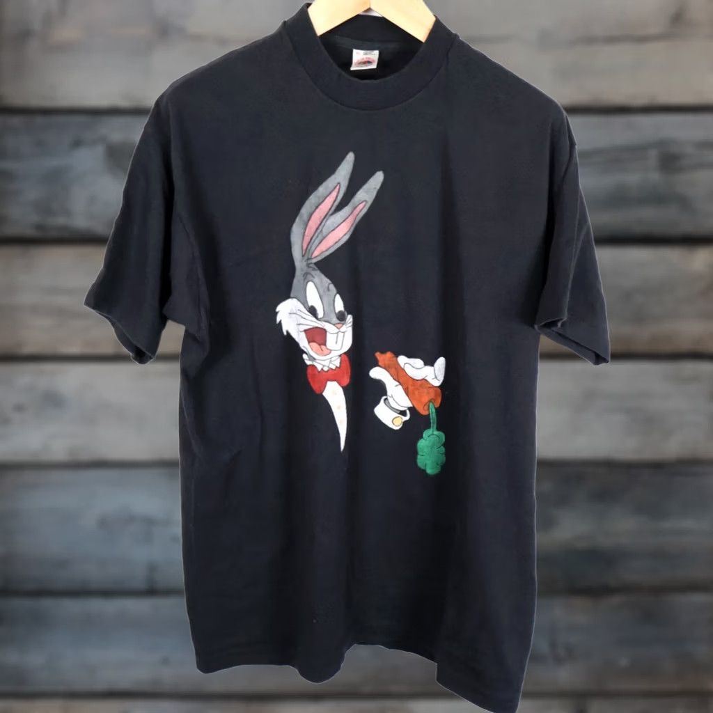Fruit Of The Loom VINTAGE 90s Bugs Bunny T-Shirt Fruit of the Loom Black XL Adult Men Short Sleeve Crew Neck Cotton Size US XL / EU 56 / 4 - 1 Thumbnail