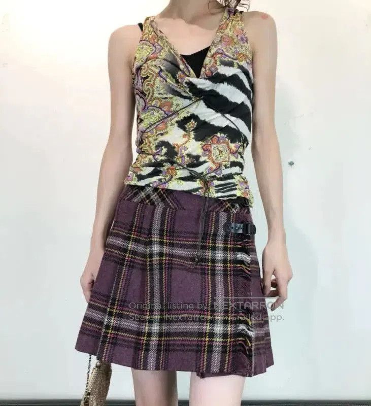 Burberry Burberry Purple Plaid Wool Skirt. Size 23" - 9 Thumbnail